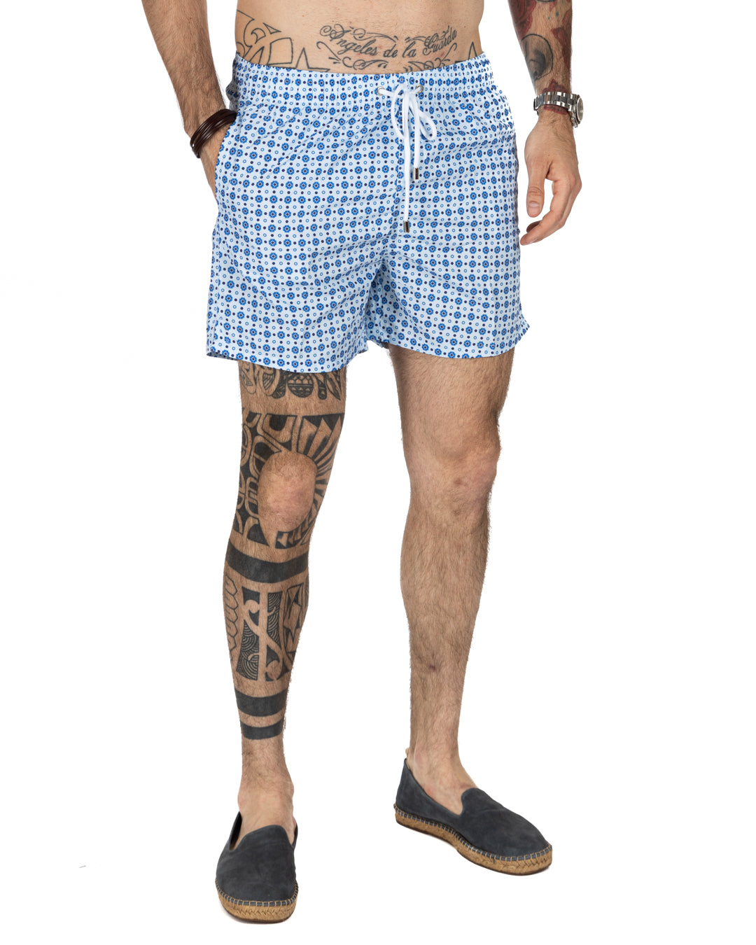 Swimsuit - Light blue tie pattern