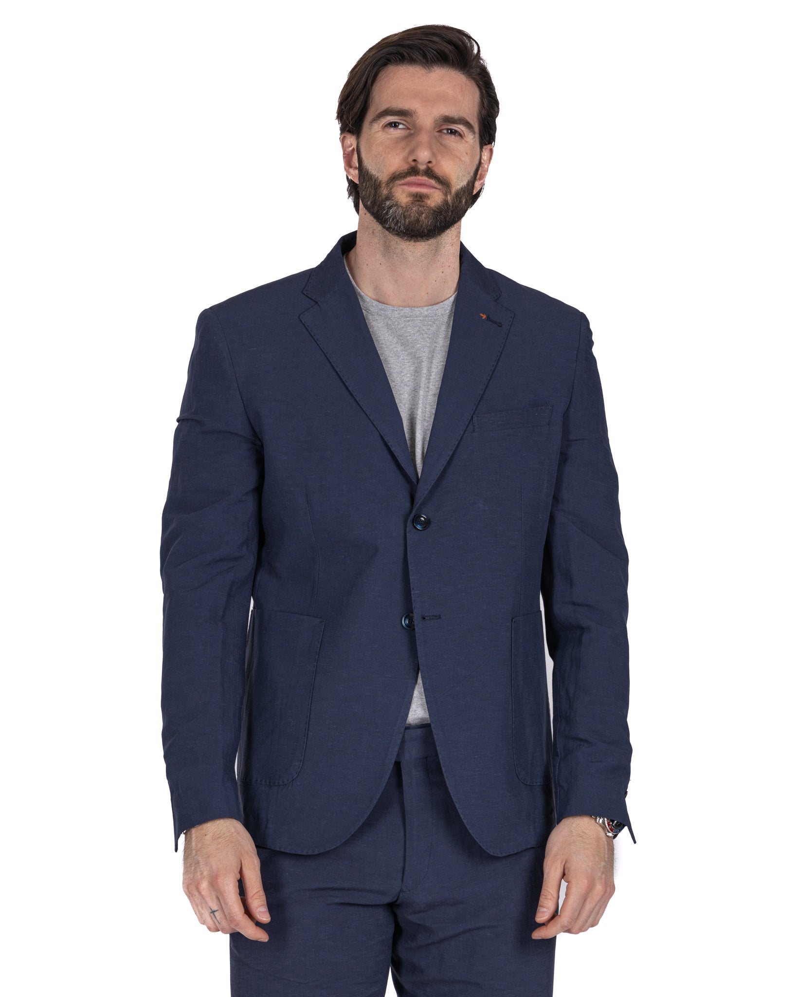 Ventotene - blue single-breasted linen suit