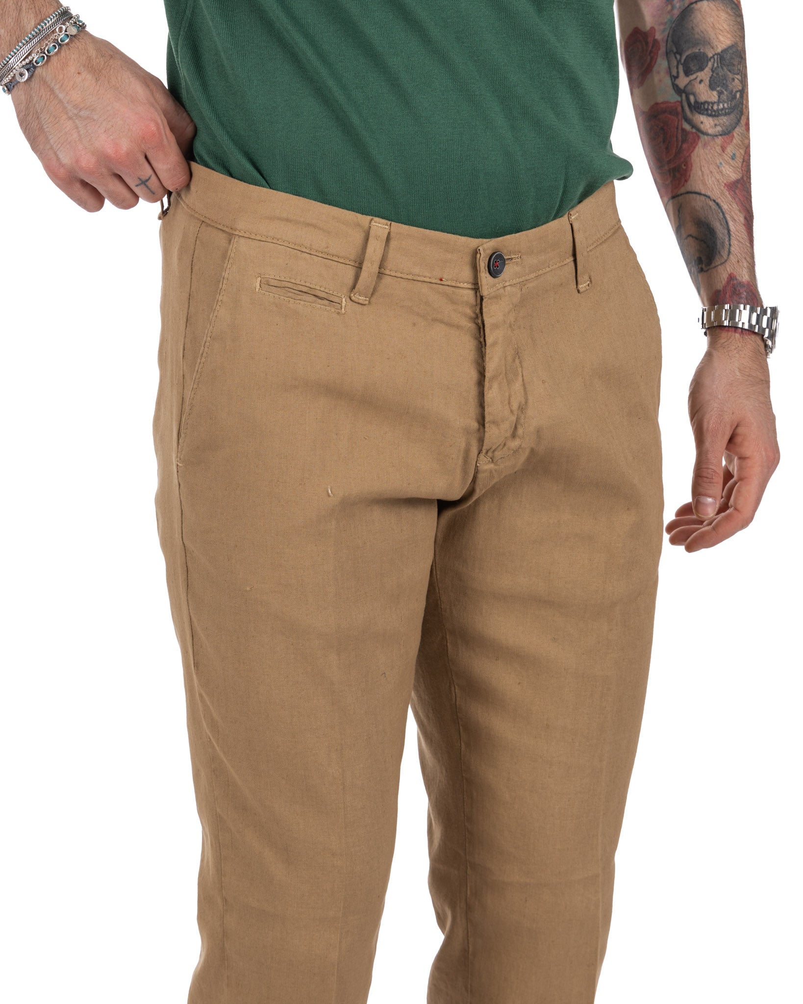 Didier - pantalon biscuit en lin stretch