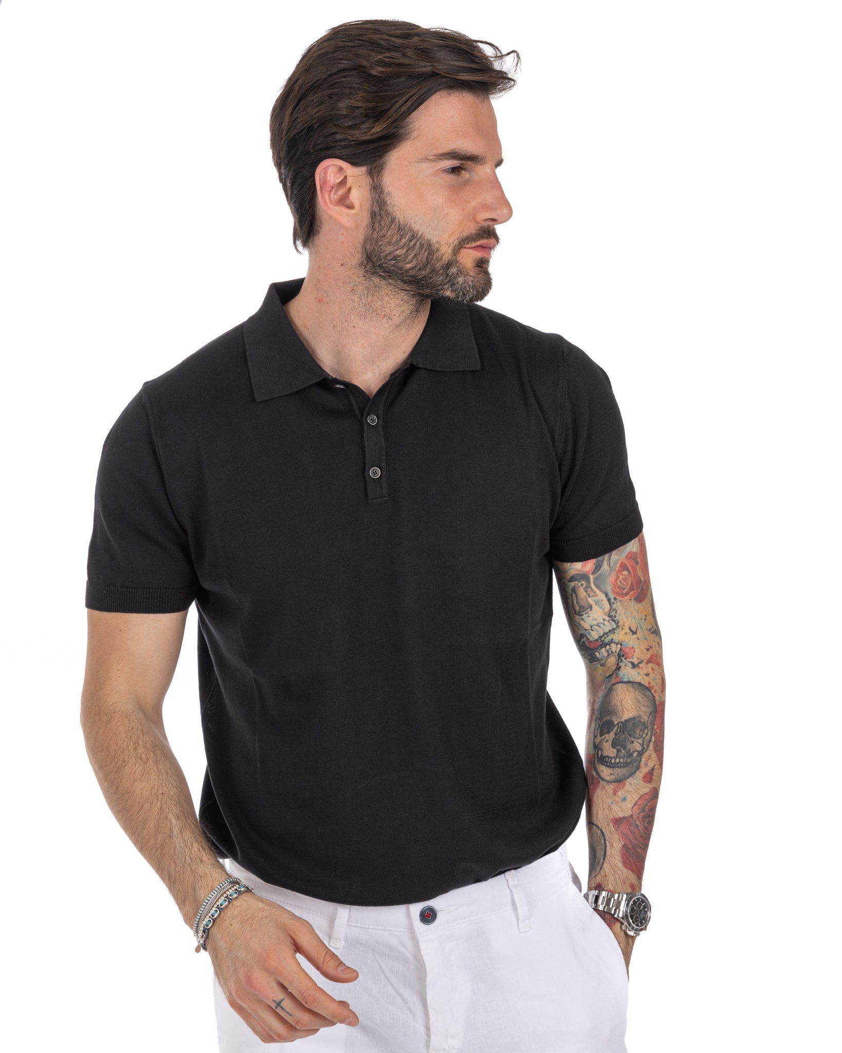 Roger - polo en maille noir