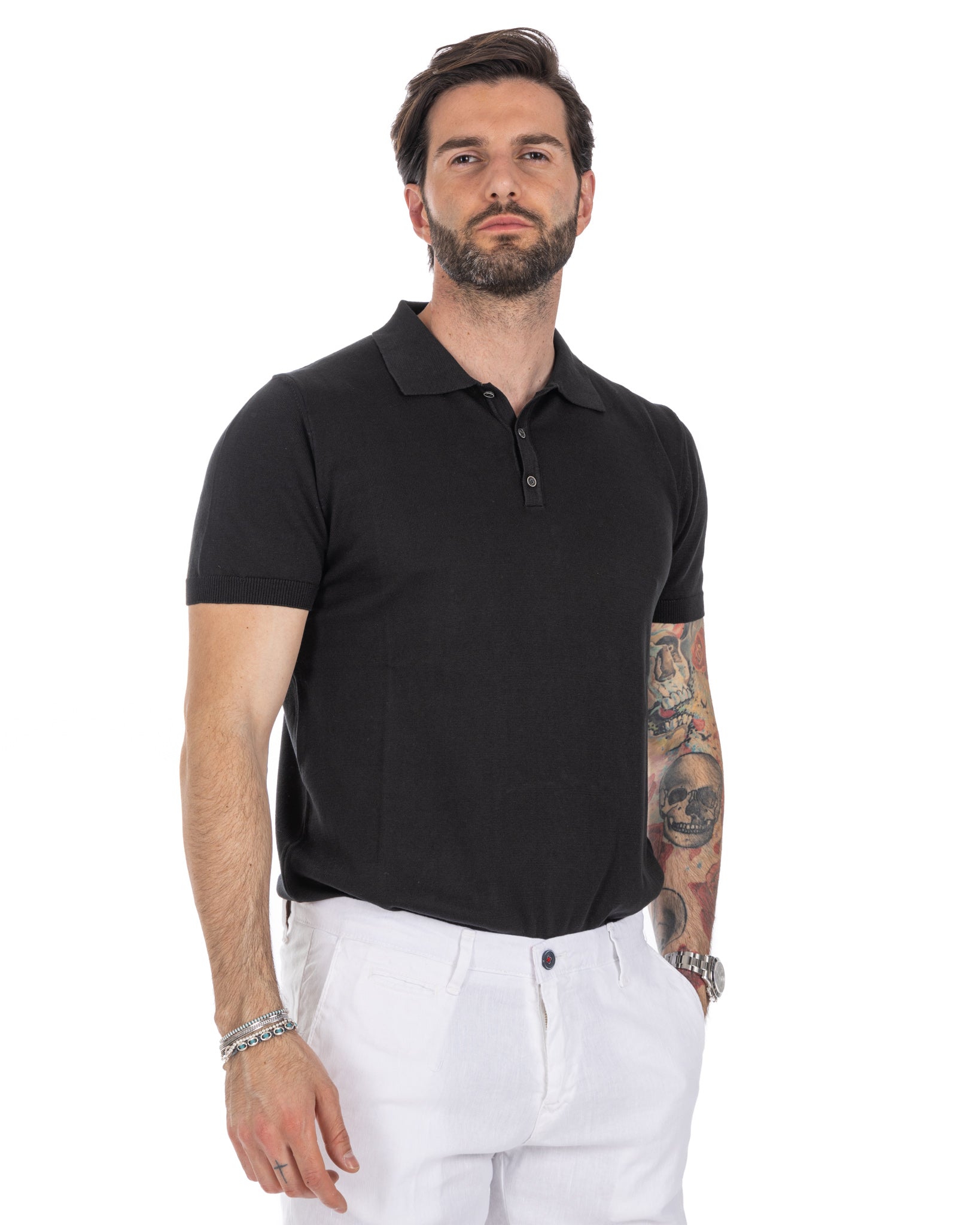Roger - polo en maille noir