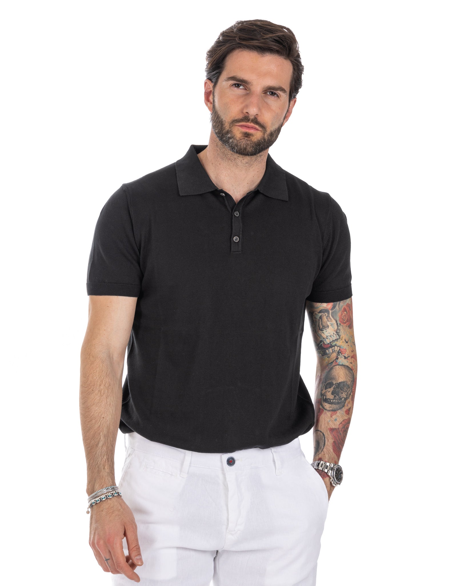 Roger - polo en maille noir