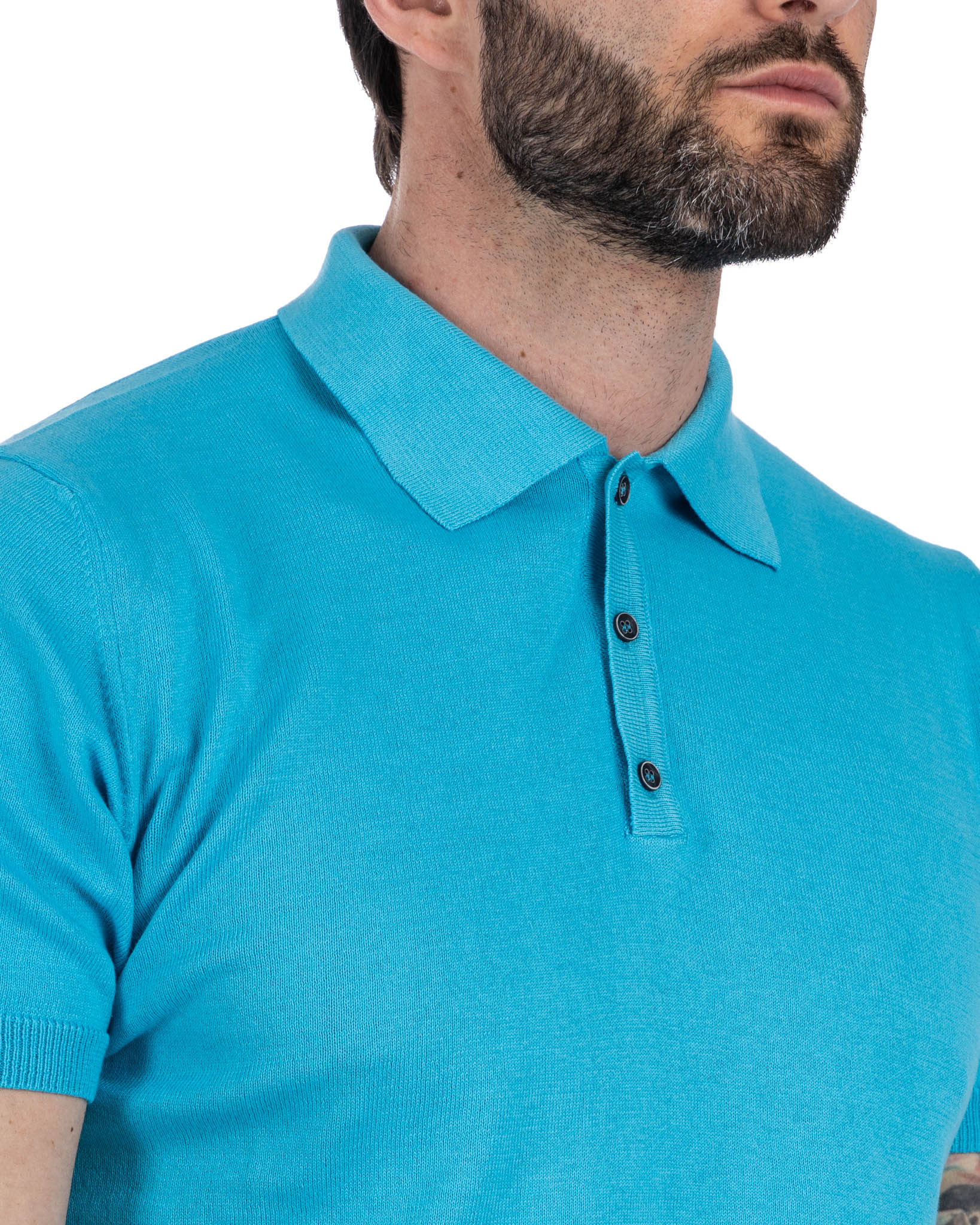 Roger - turquoise knitted polo