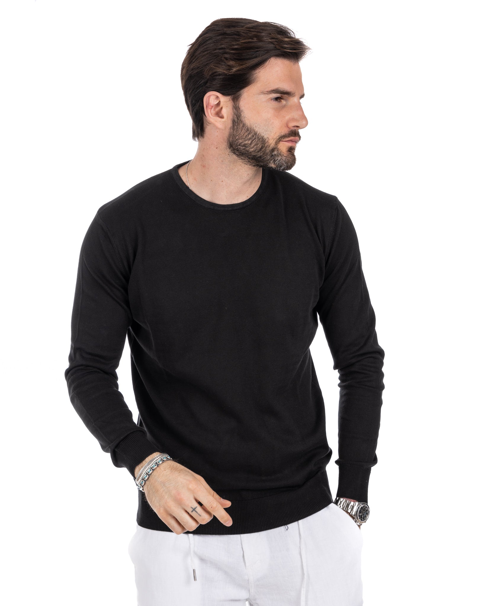Daniil - pull en coton noir