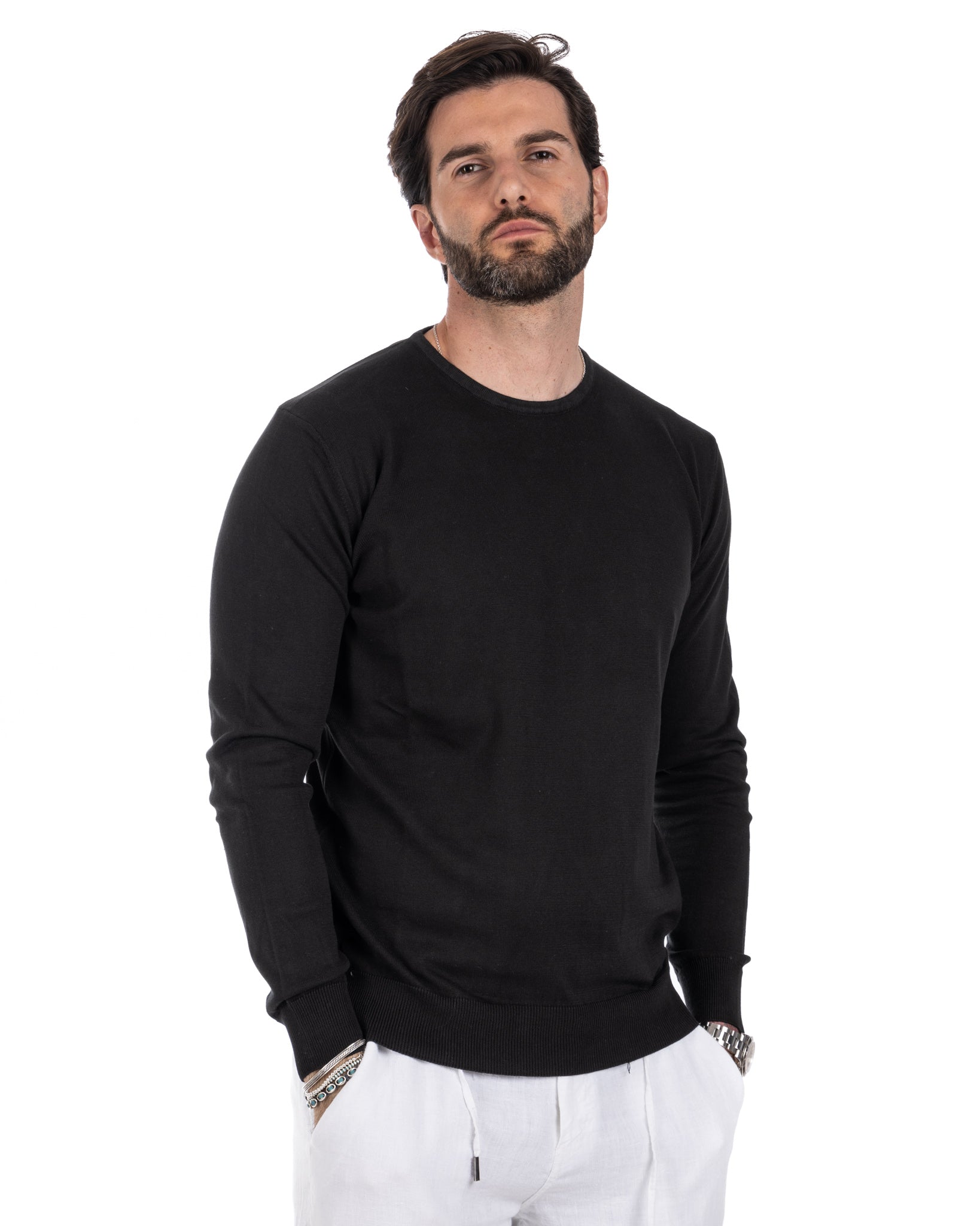 Daniil - pull en coton noir
