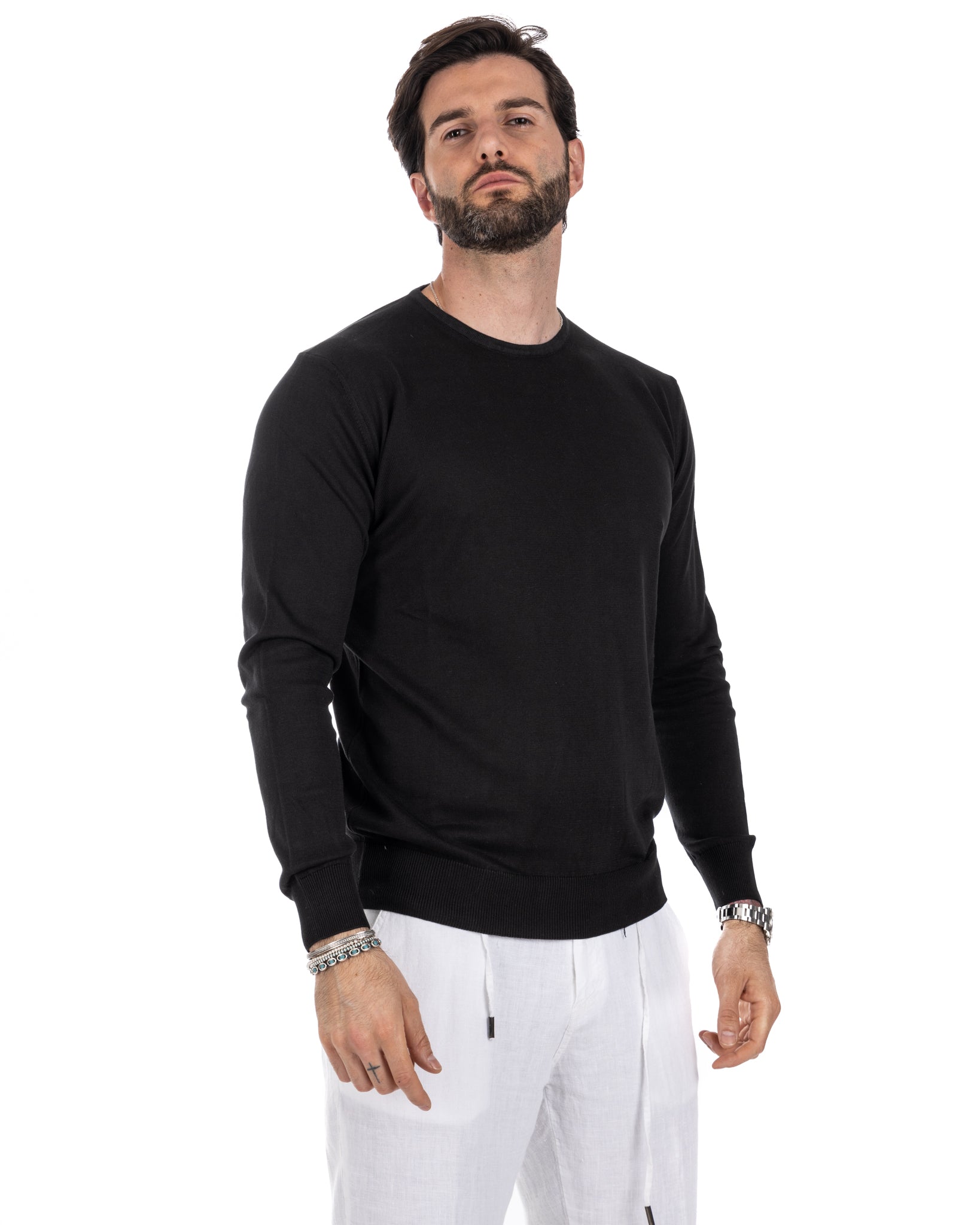 Daniil - pull en coton noir