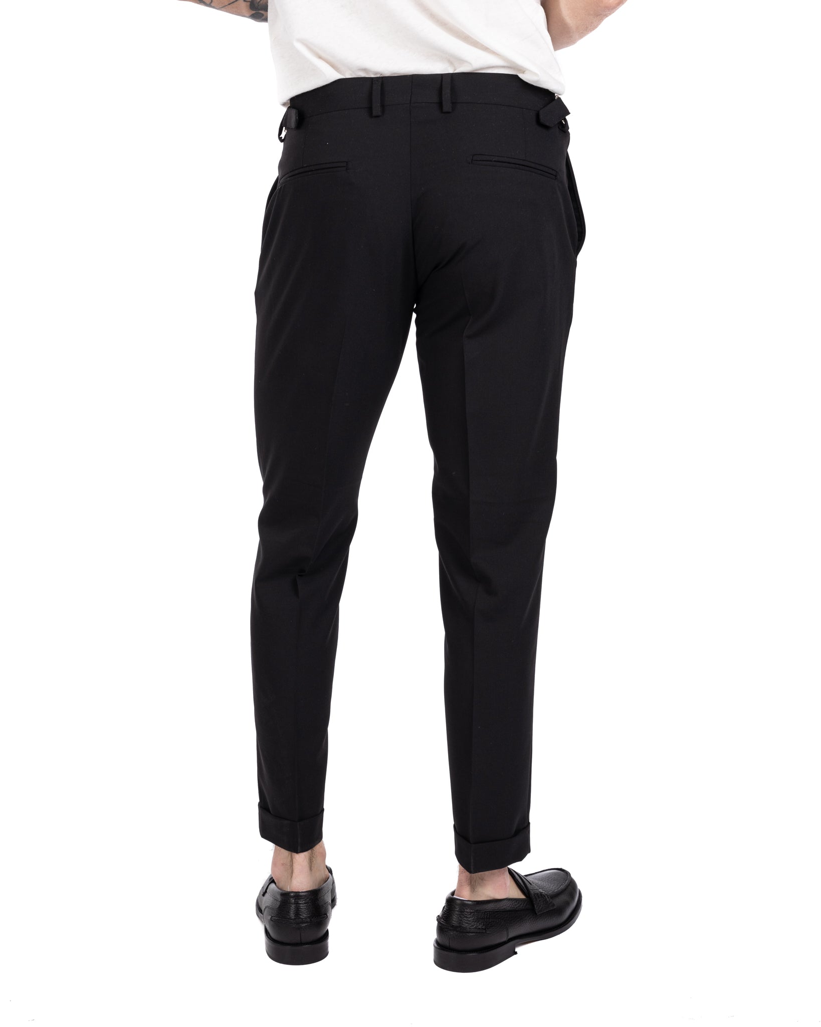 Trani - pantalone con fibbie nero