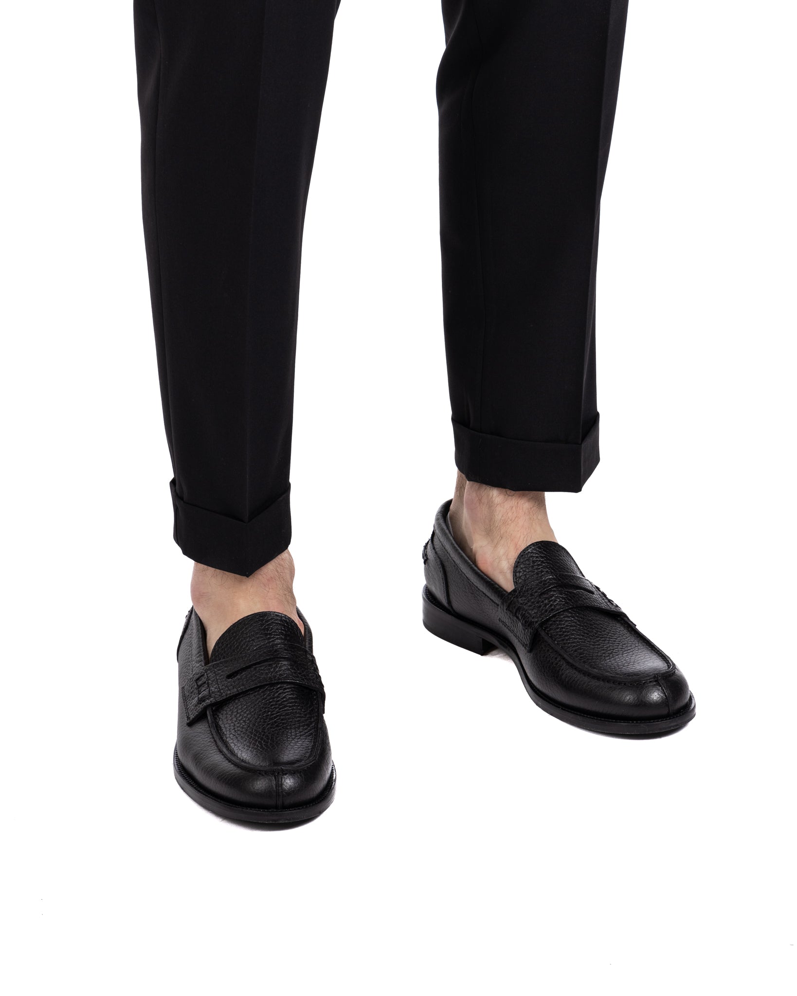 Trani - pantalone con fibbie nero