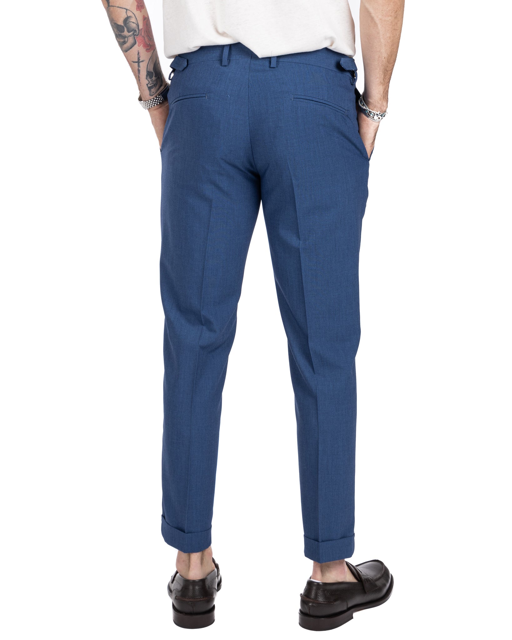 Trani - denim trousers with buckles