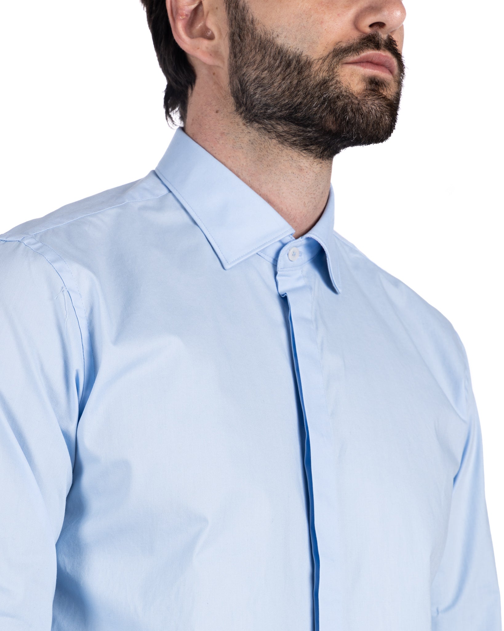 Chemise - classique bleu clair basique en coton