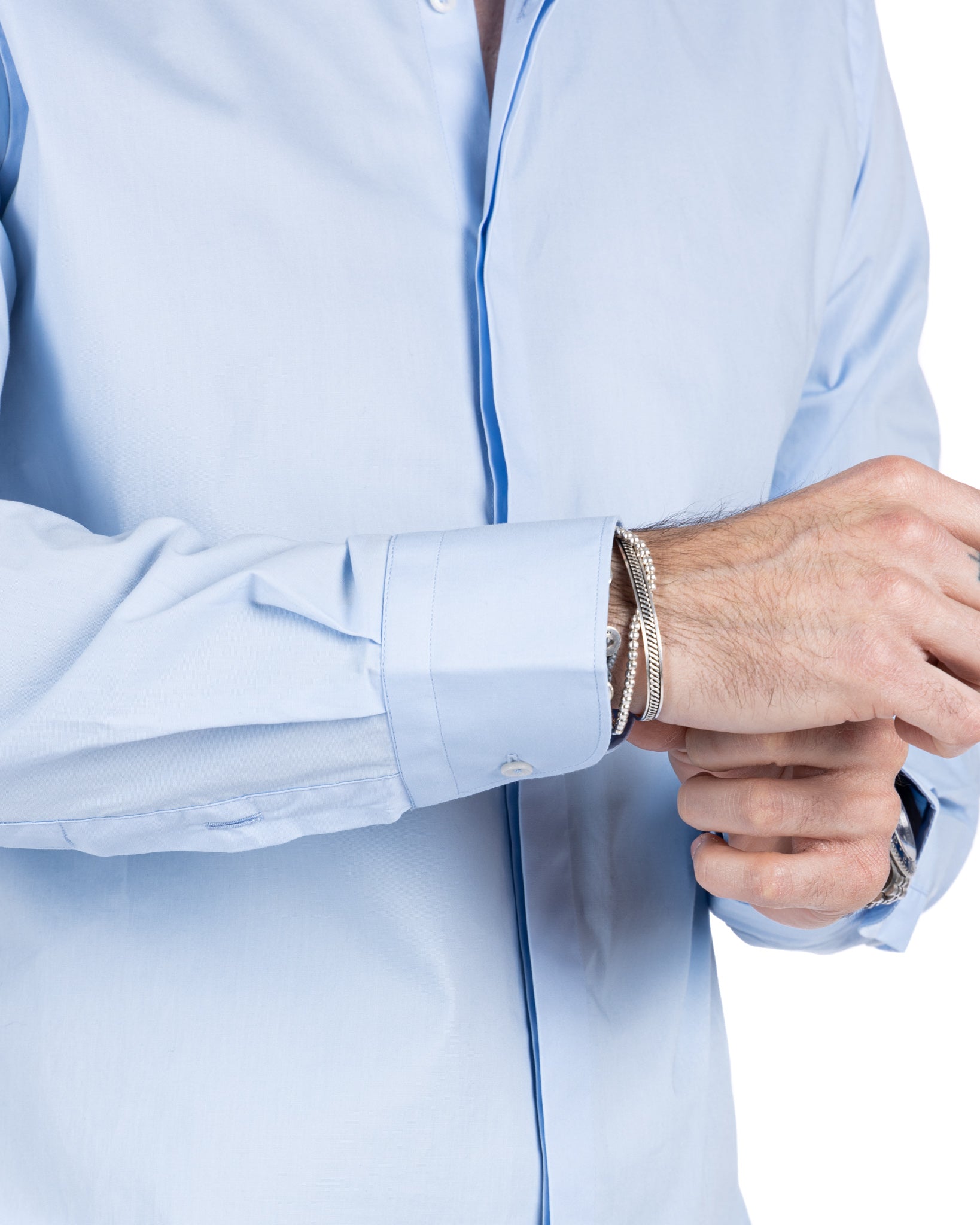 Chemise - classique bleu clair basique en coton