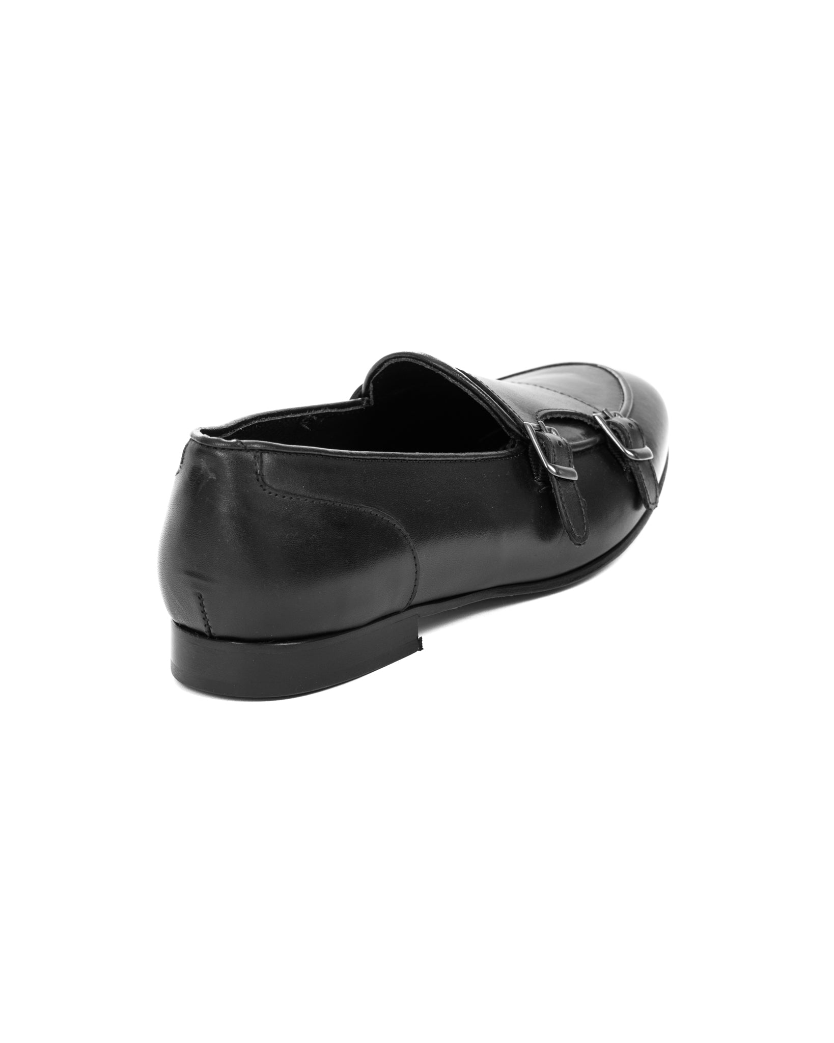Gianni - black moccasin with double buckle