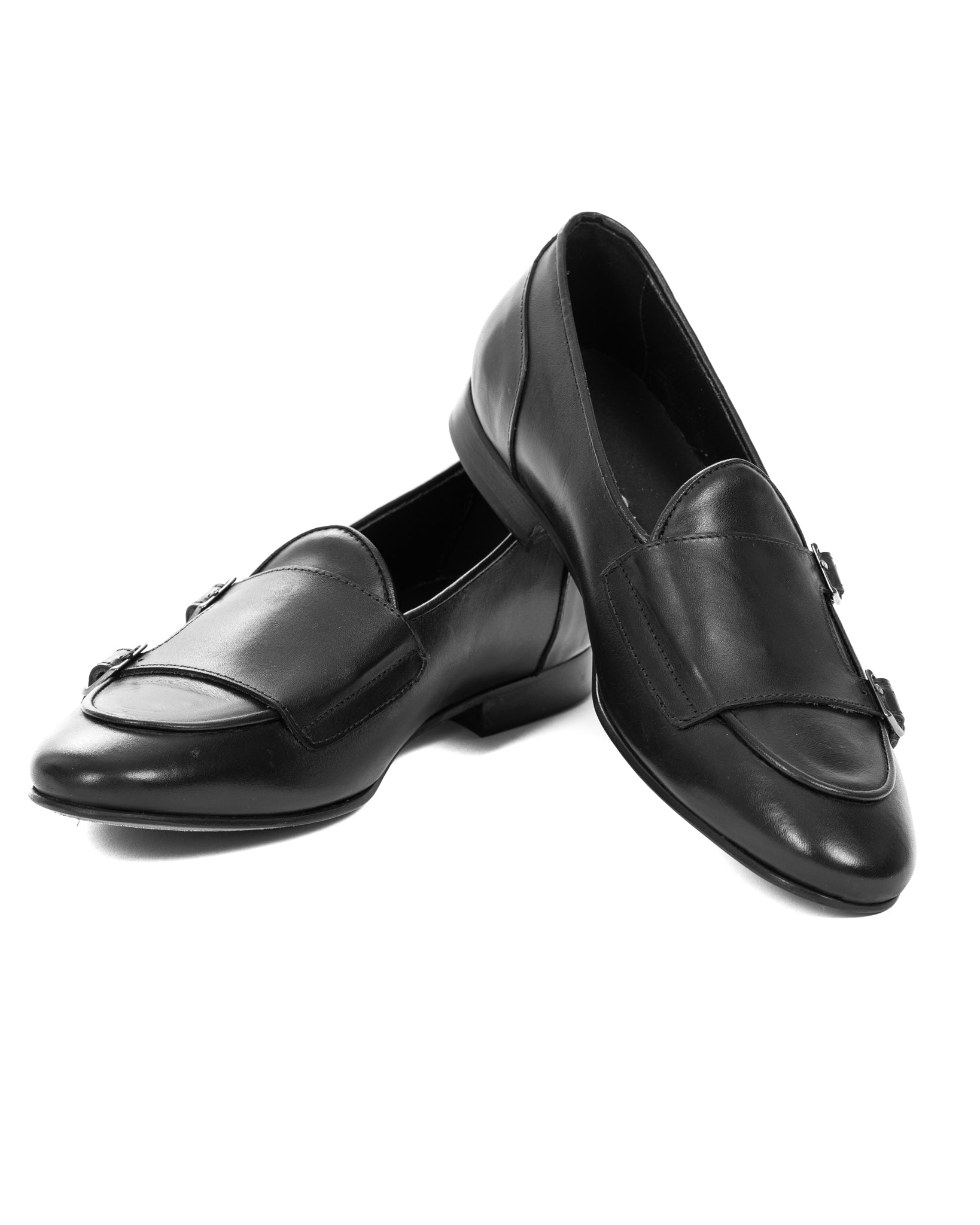 Gianni - black moccasin with double buckle
