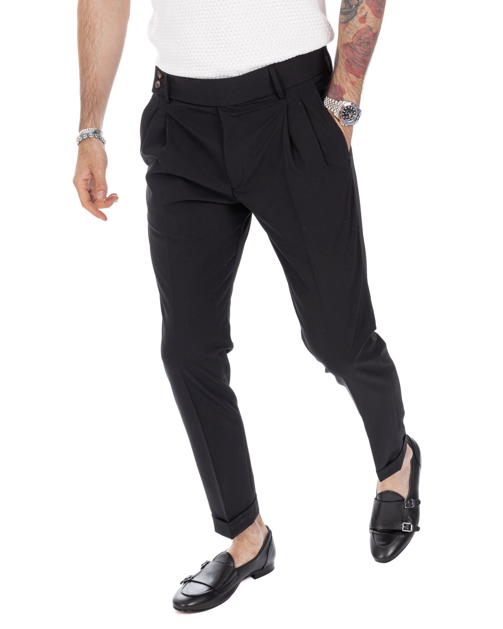 Caprera - black high waisted trousers