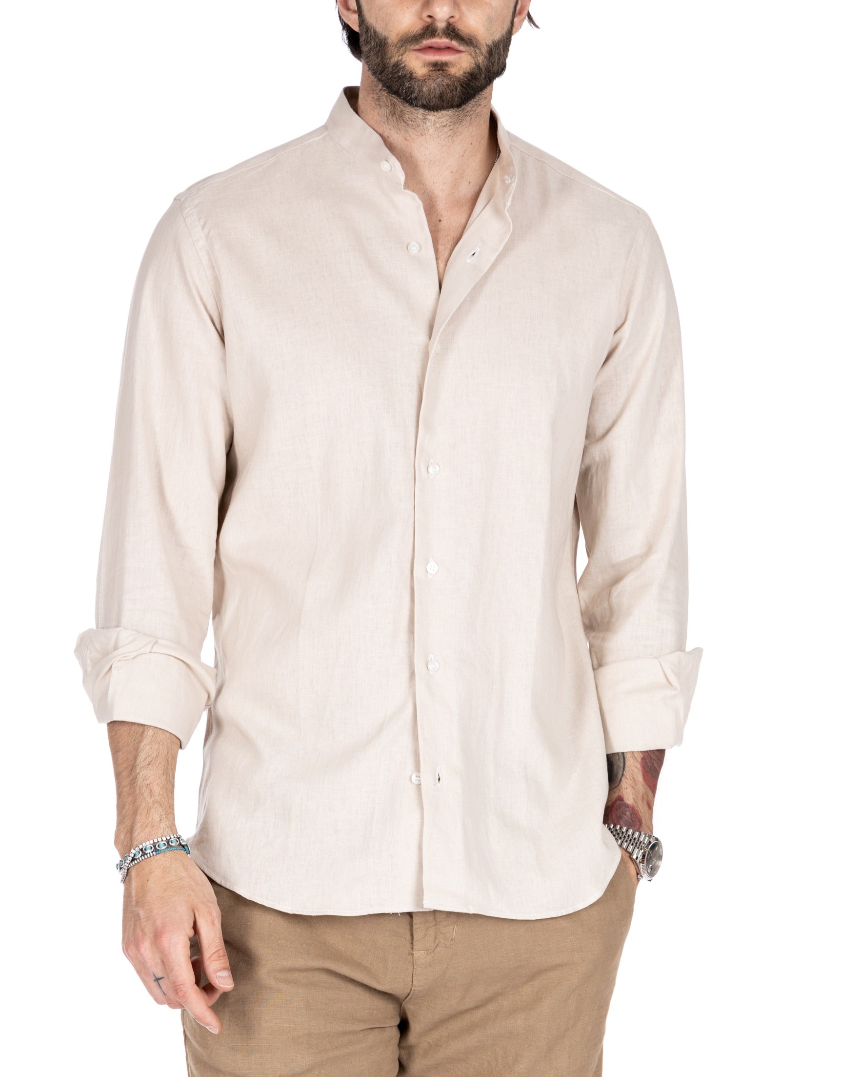 Positano - Beige Korean linen shirt