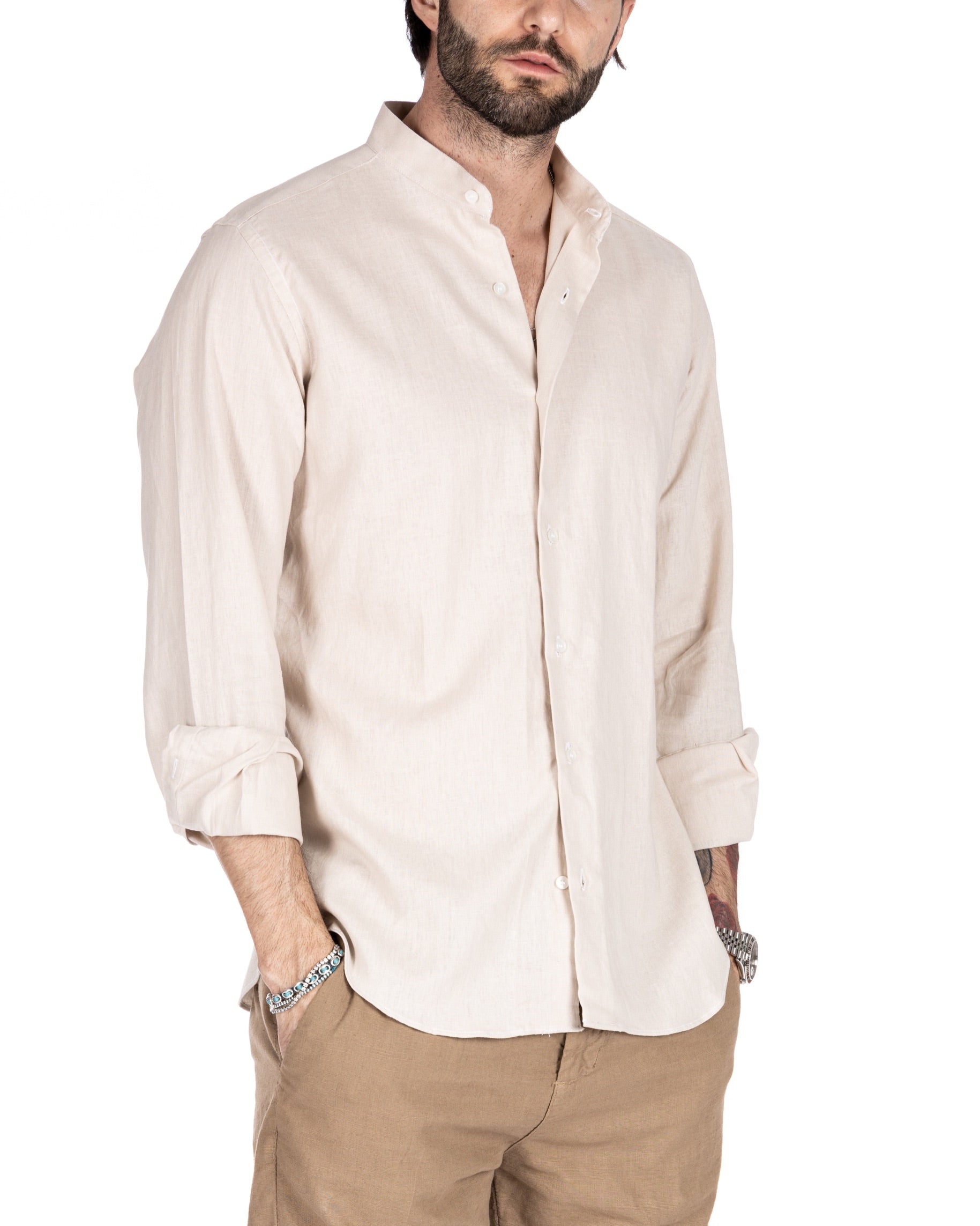 Positano - Beige Korean linen shirt