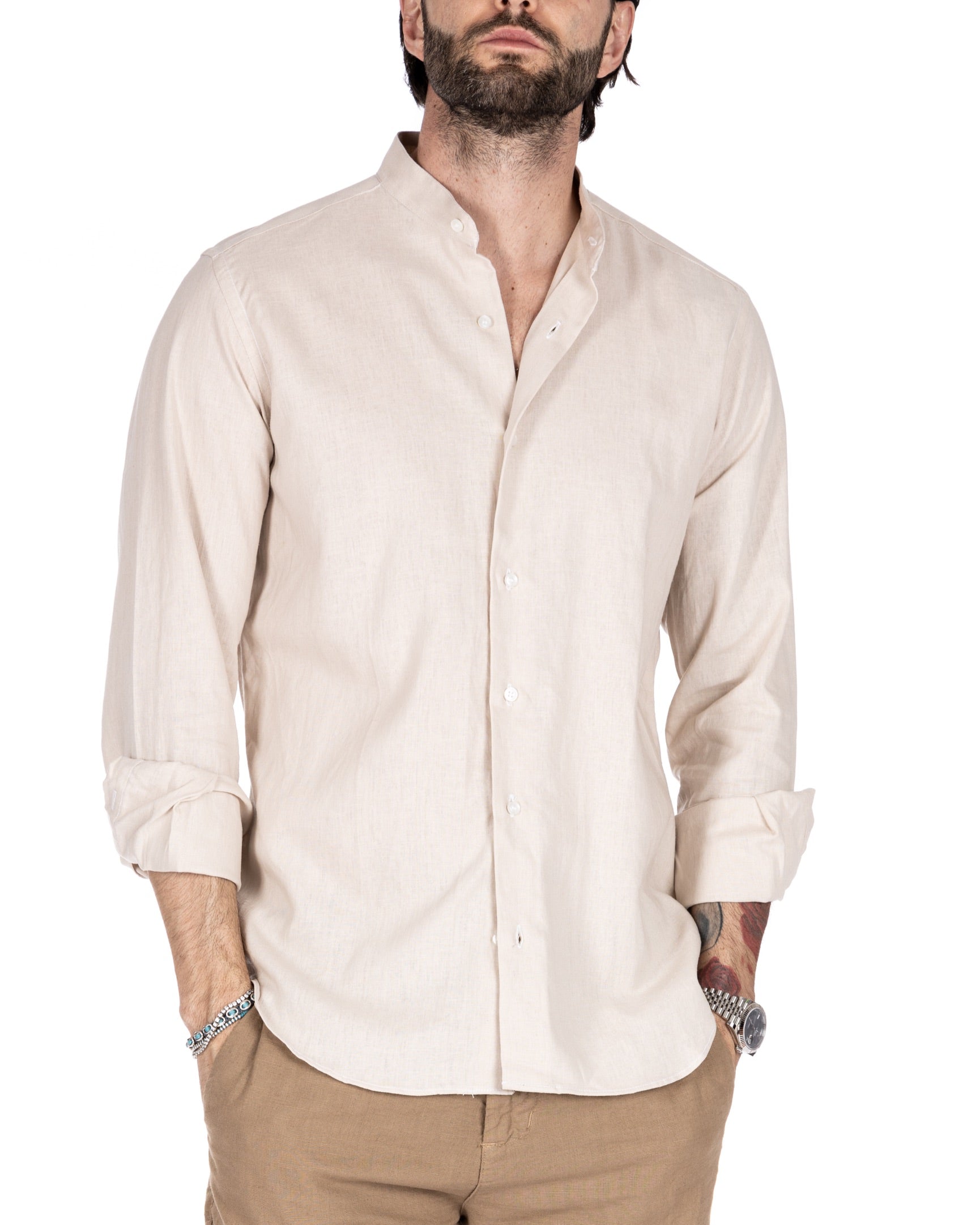 Positano - Beige Korean linen shirt