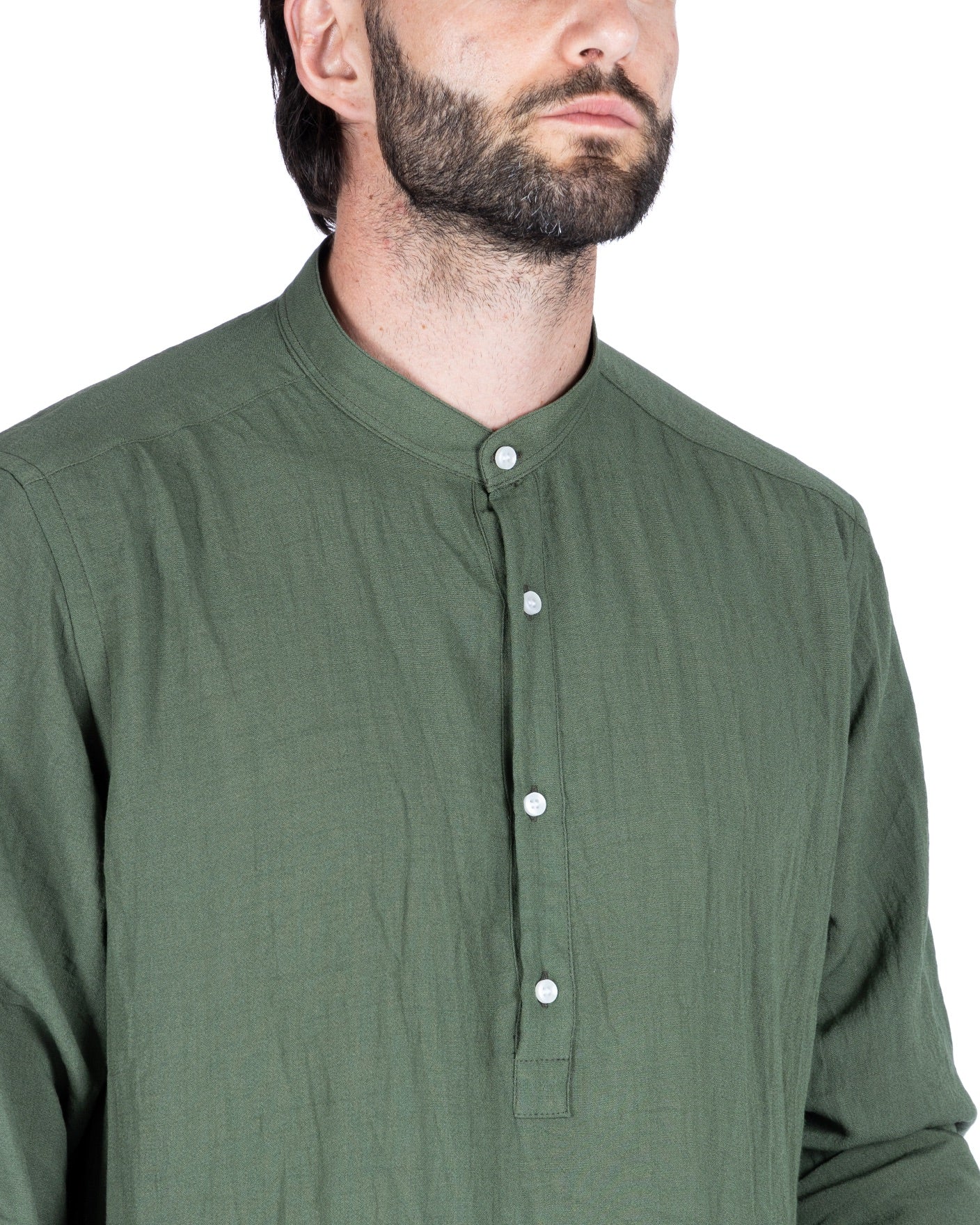 SERAFINO - CHEMISE CINQ BOUTONS EN LIN VERT