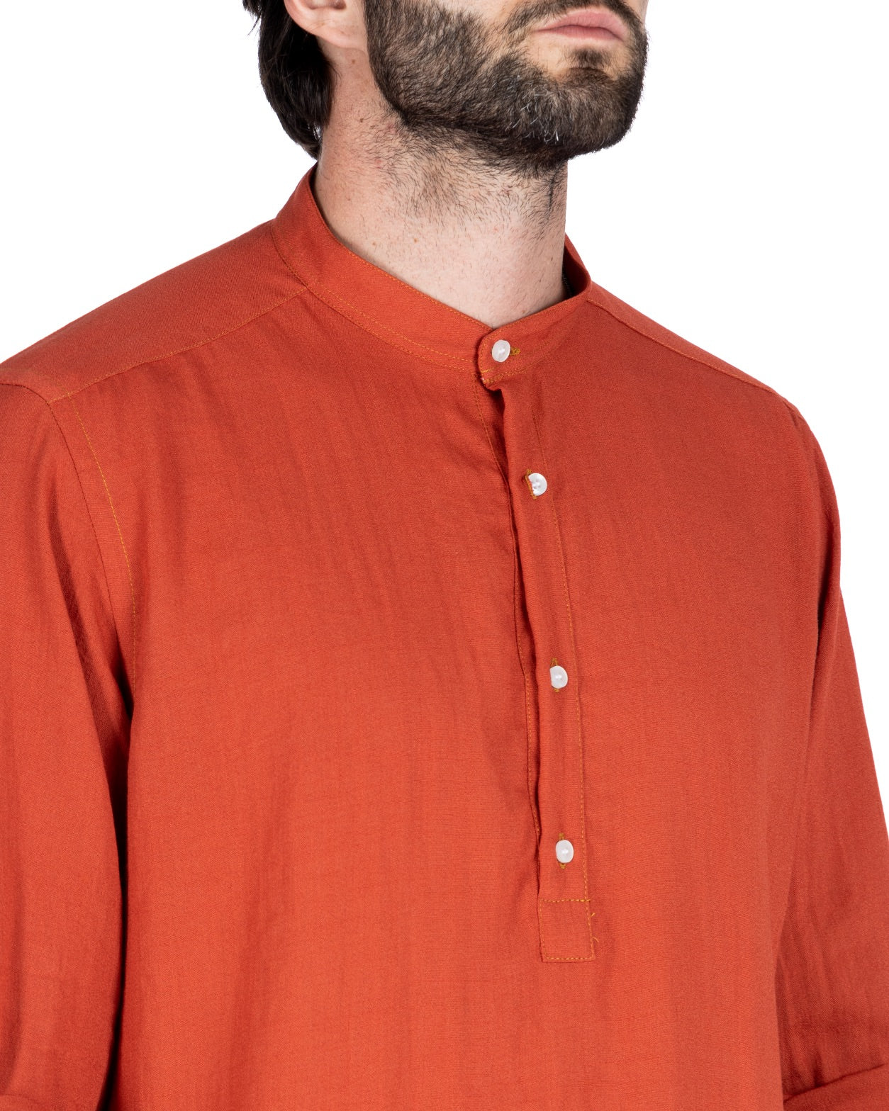 SERAFINO - CHEMISE EN LIN CORAIL À CINQ BOUTONS