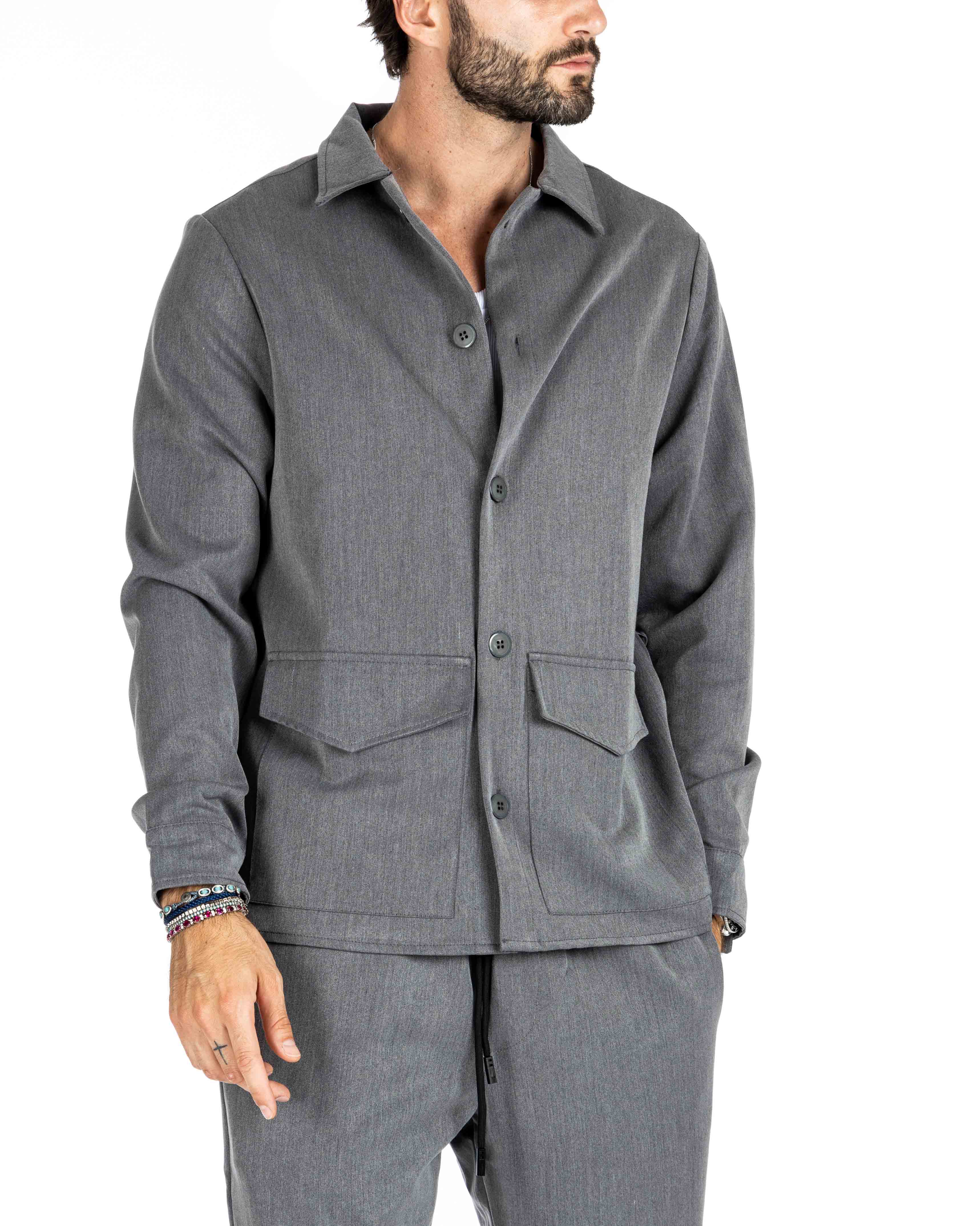 WILLIAM - CHEMISE GRISE A GRANDES POCHES