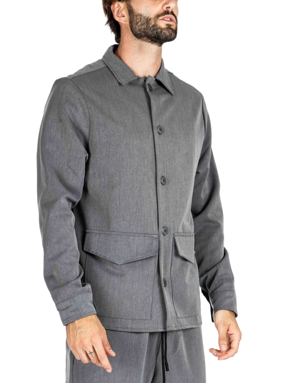 WILLIAM - CHEMISE GRISE A GRANDES POCHES