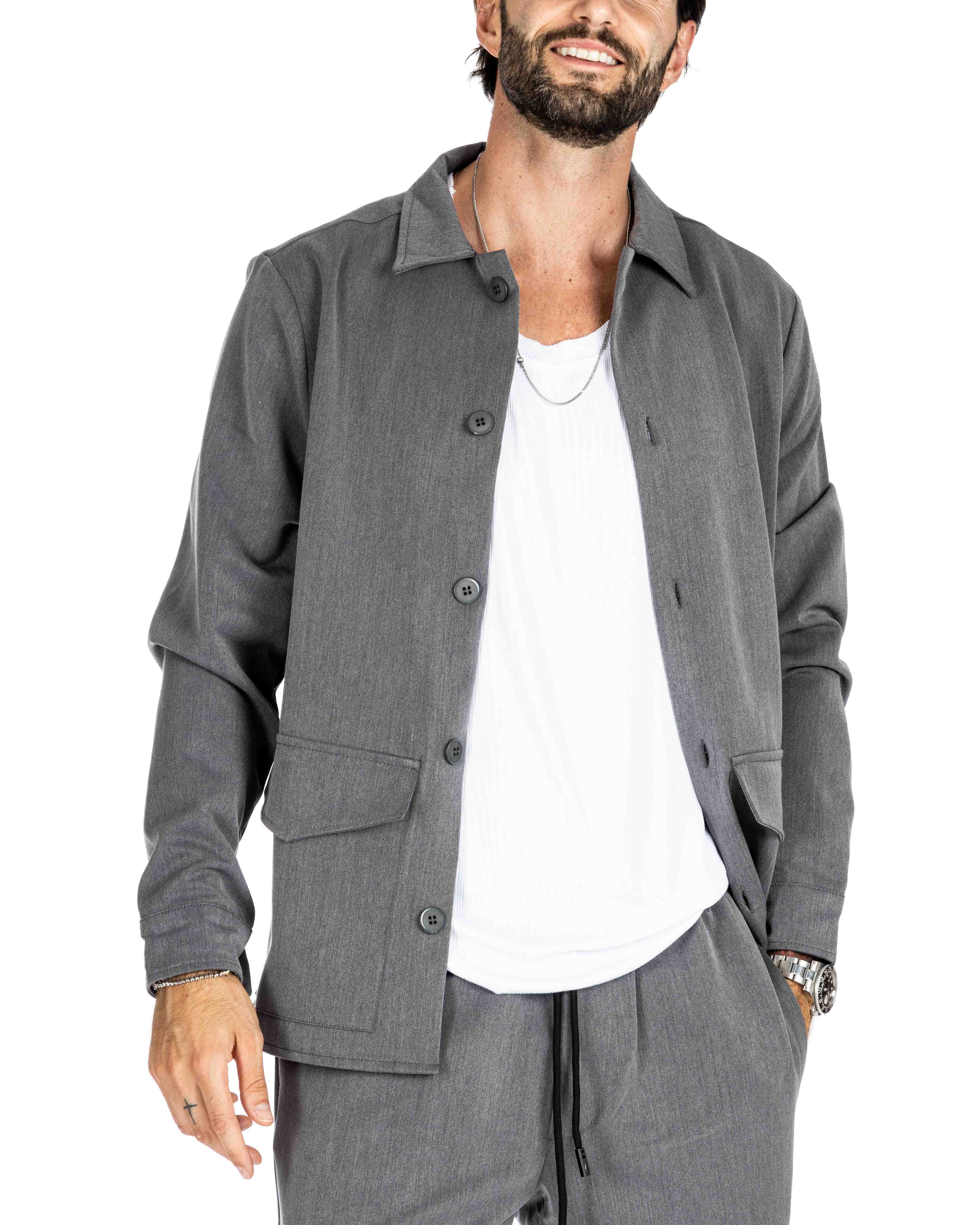 WILLIAM - CAMICIA GRIGIO CON TASCONI