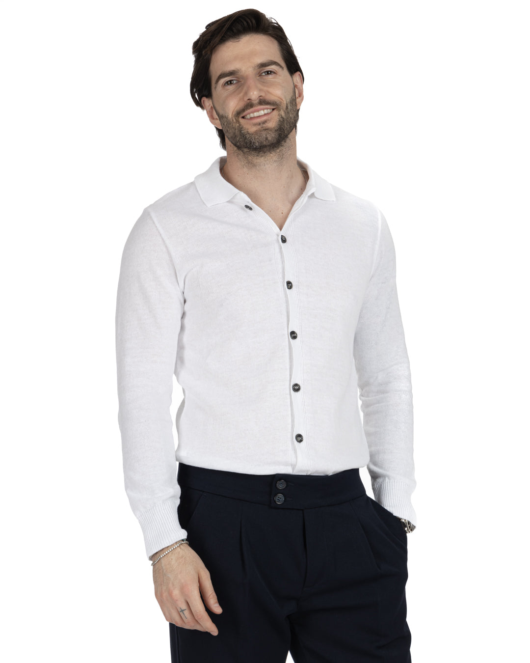MARLON - WHITE SHIRT CARDIGAN