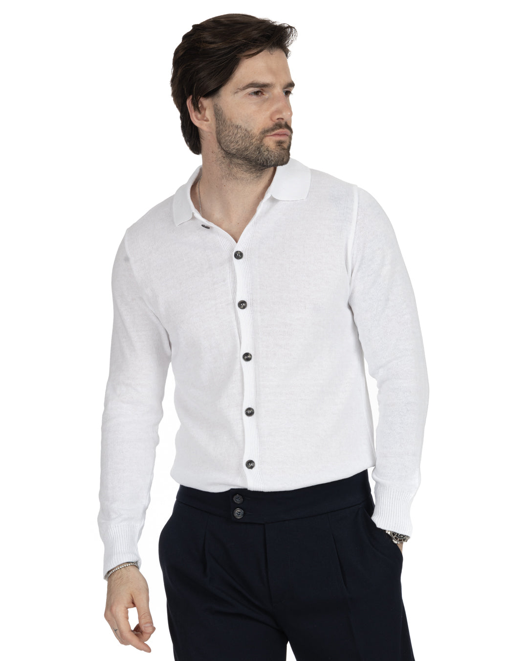 MARLON - WHITE SHIRT CARDIGAN