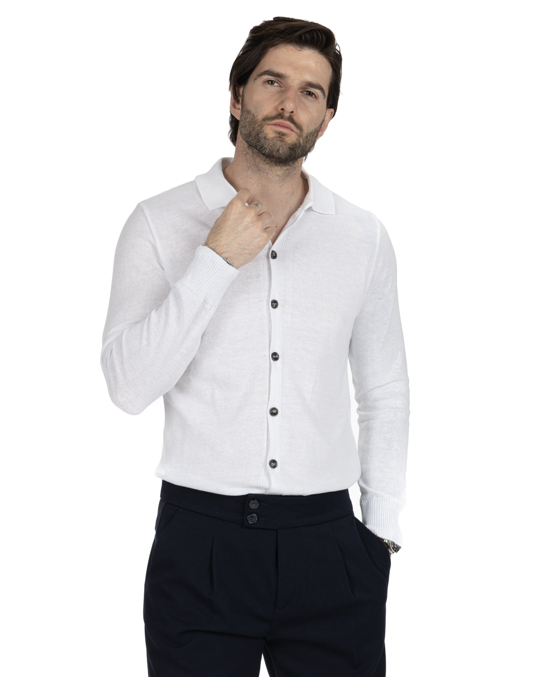 MARLON - WHITE SHIRT CARDIGAN