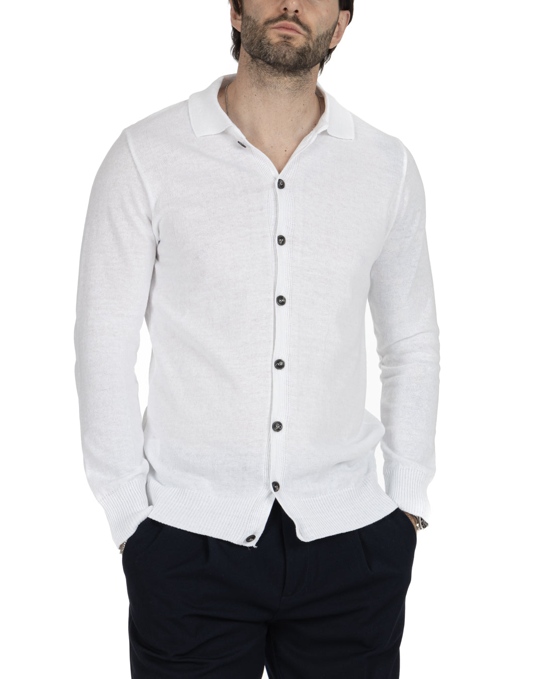 MARLON - WHITE SHIRT CARDIGAN