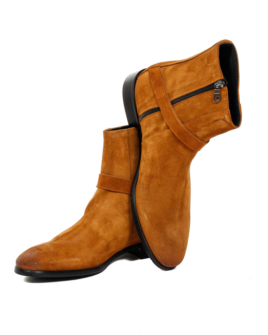 Neil - camel suede ankle boot with strap