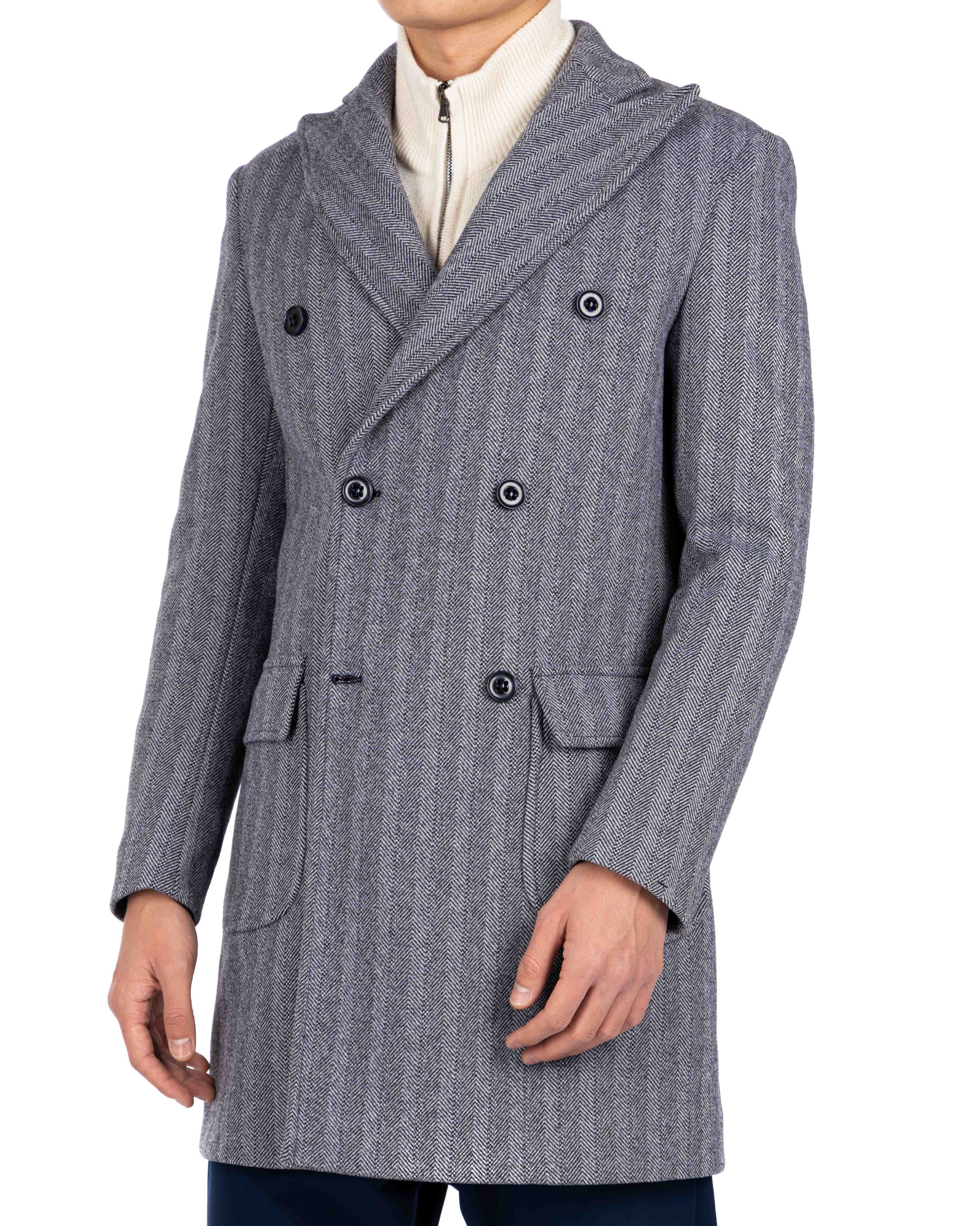 Charles - cappotto doppiopetto spigato blu