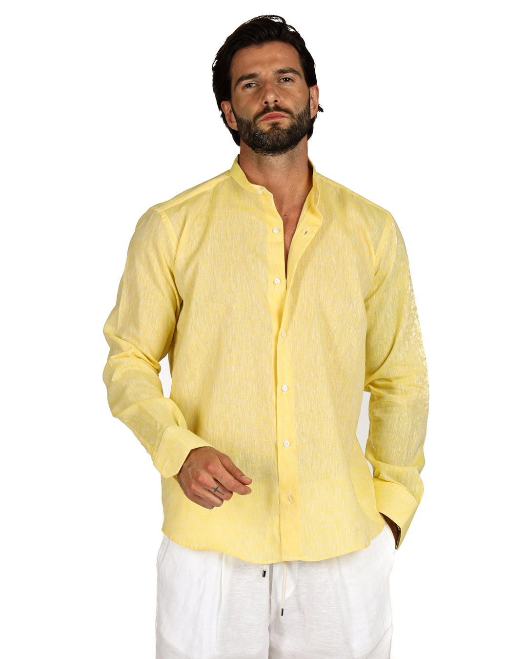 Positano - Yellow linen Korean shirt