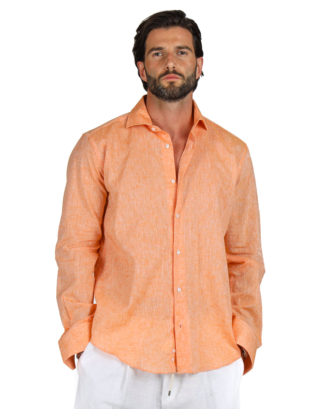 Praiano - Classic orange linen shirt