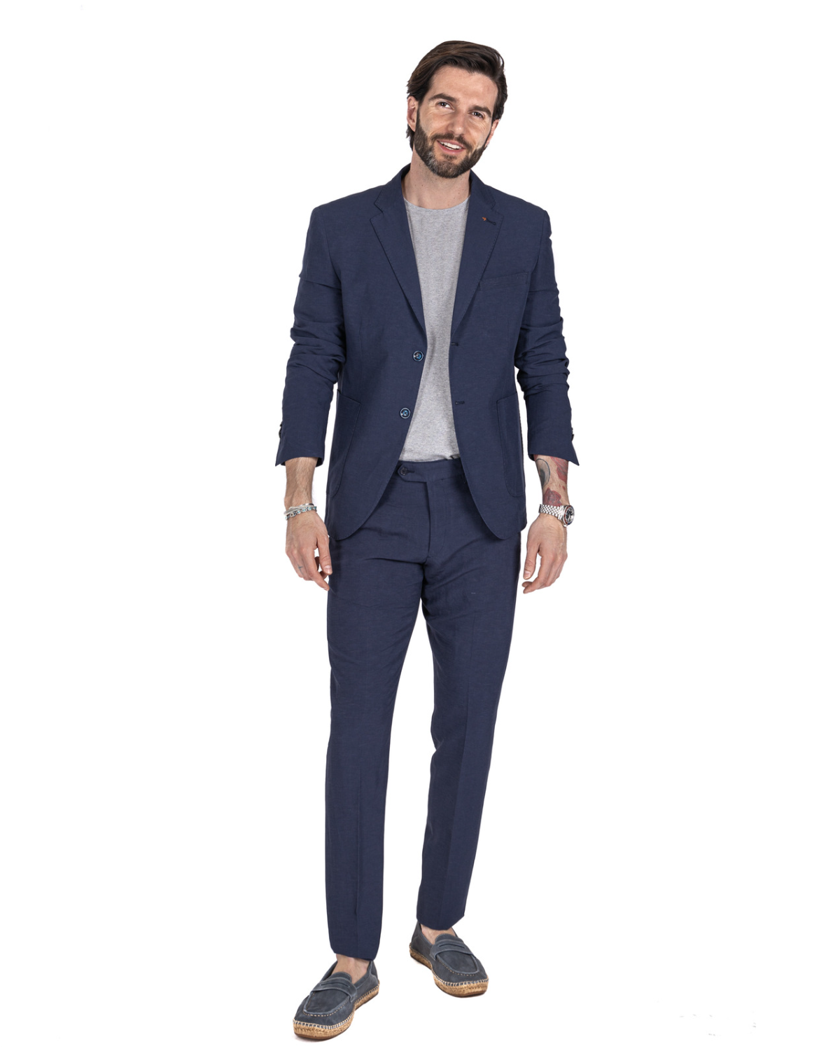 Ventotene - blue single-breasted linen suit