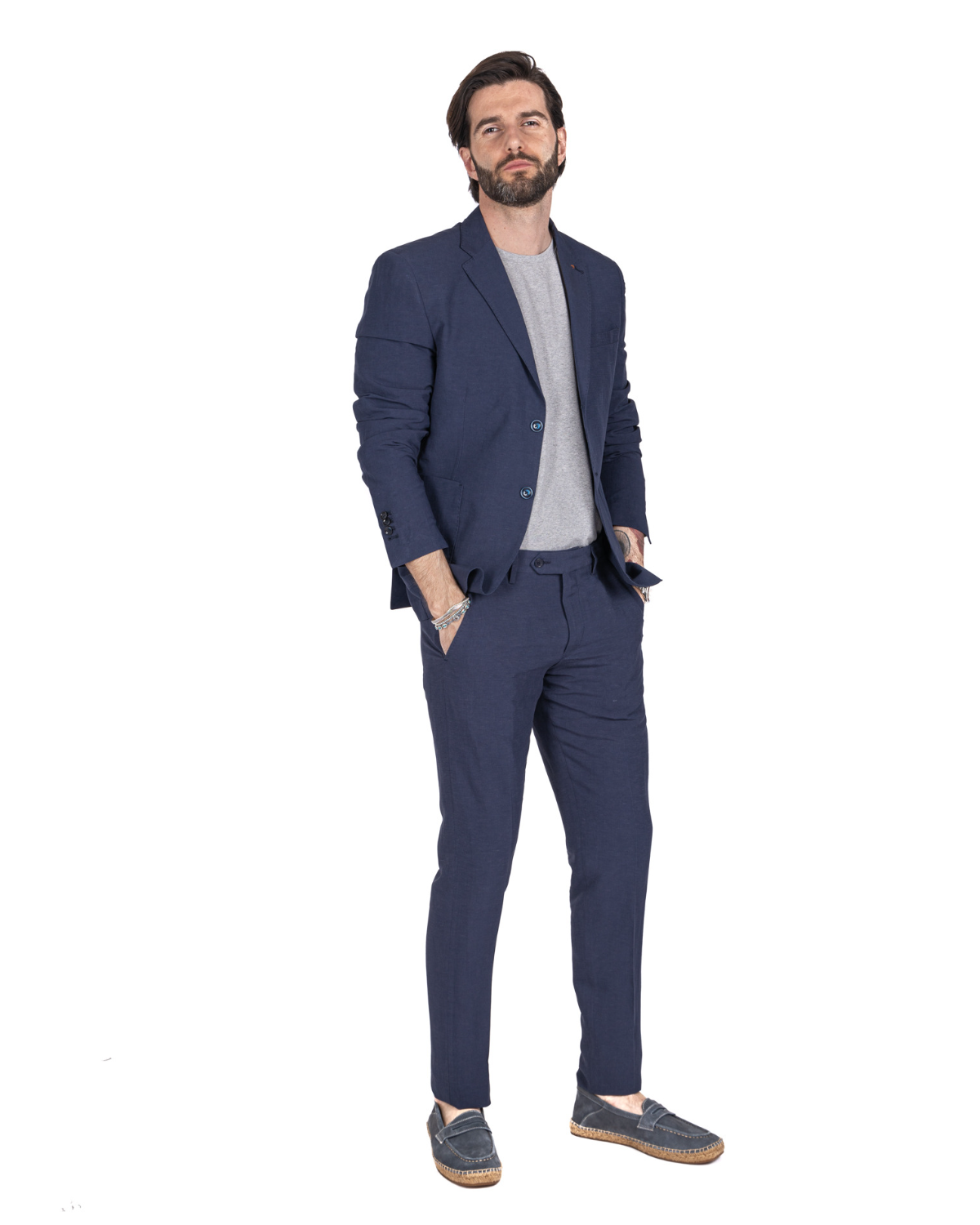 Ventotene - blue single-breasted linen suit