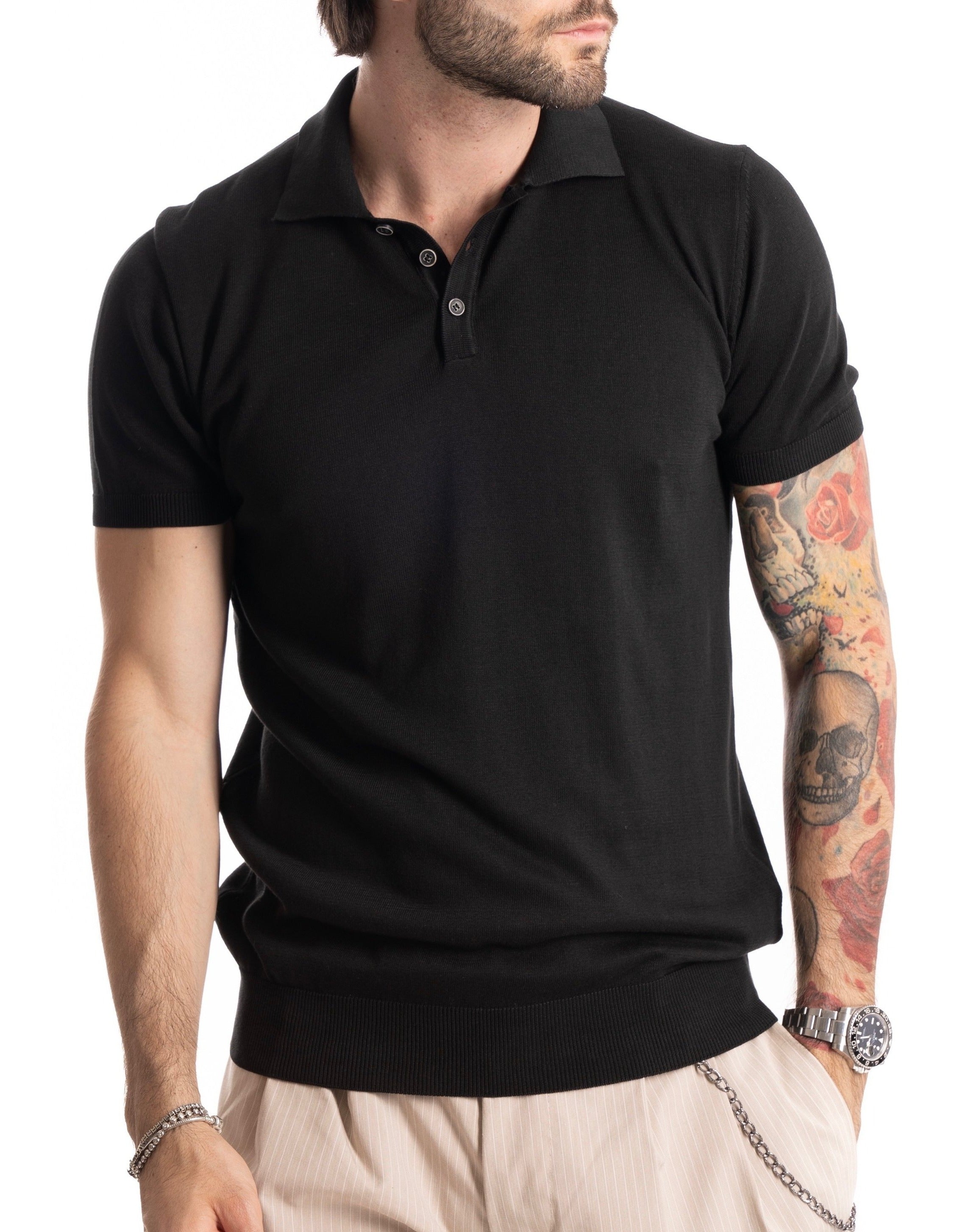Roger - polo en maille noir