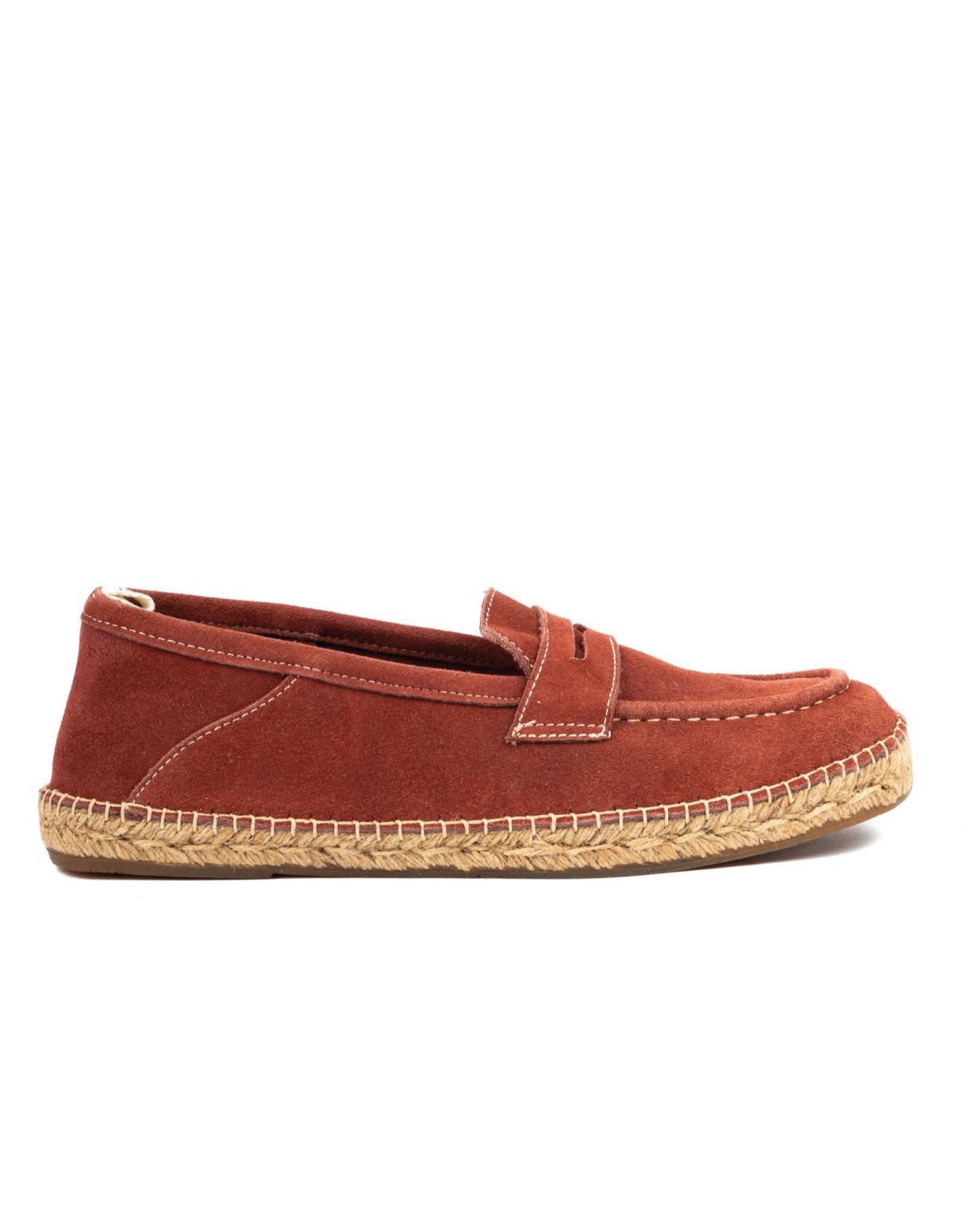 Roma - burgundy suede moccasin with rope sole