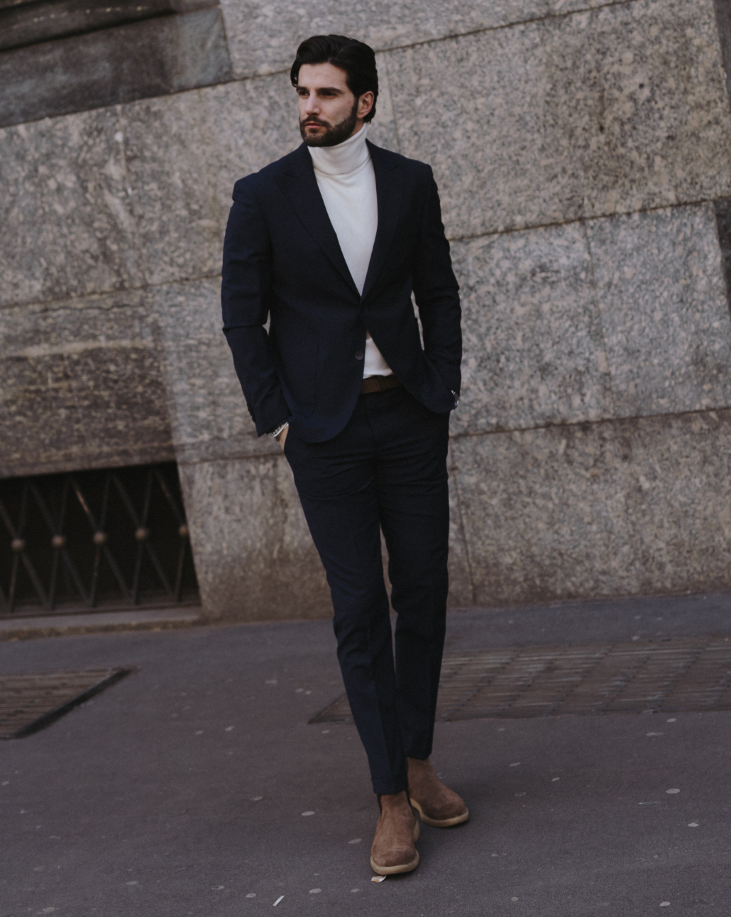 Naples - blue wool blend dress