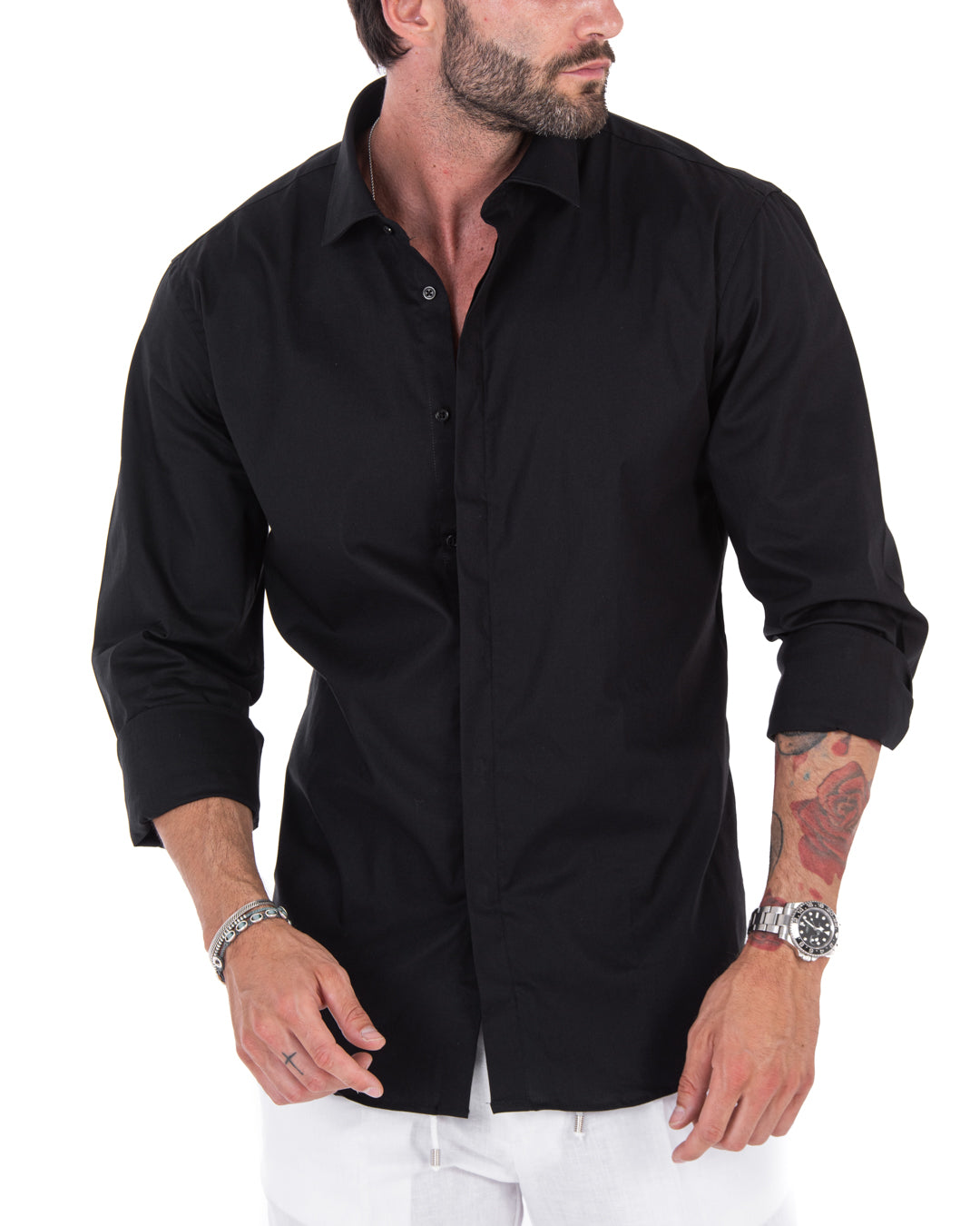 Chemise noire classique - basique en coton