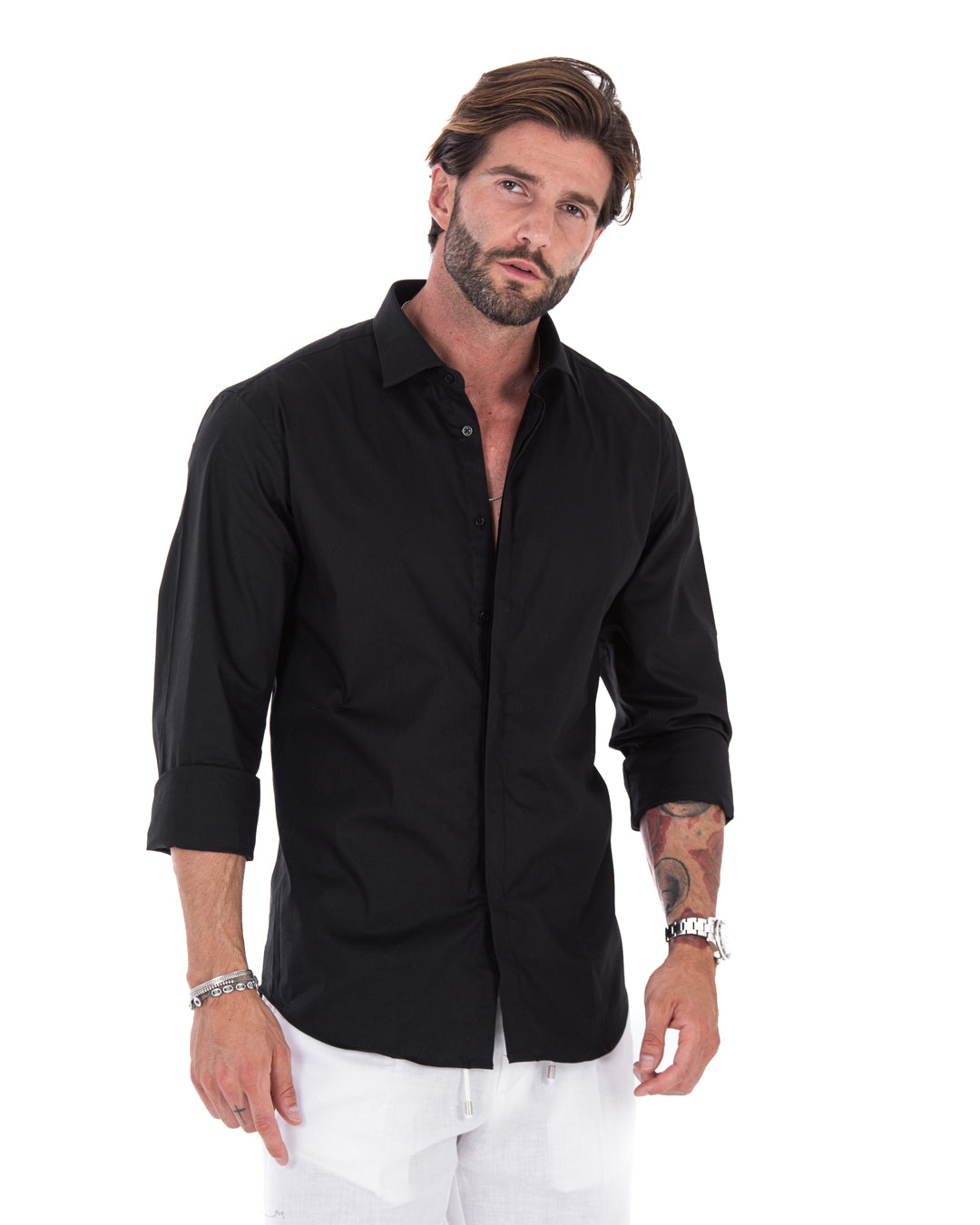 Chemise noire classique - basique en coton