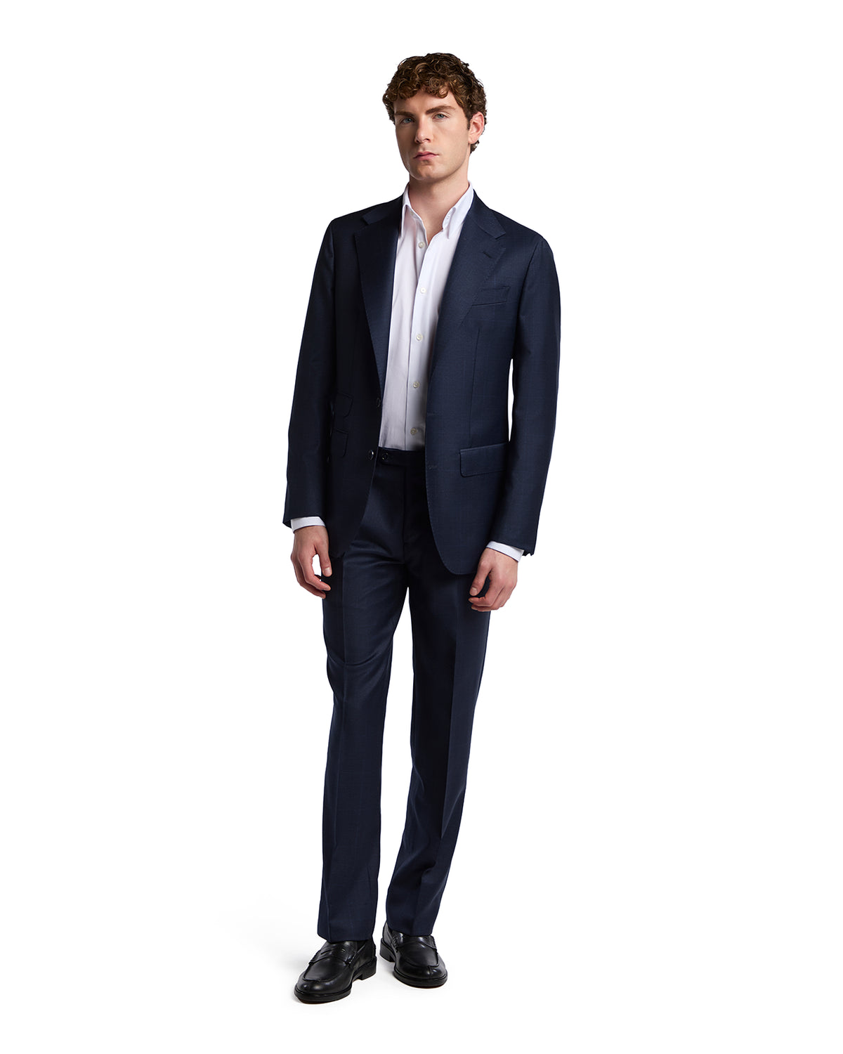 Blue Perennial Canonico wool plaid suit