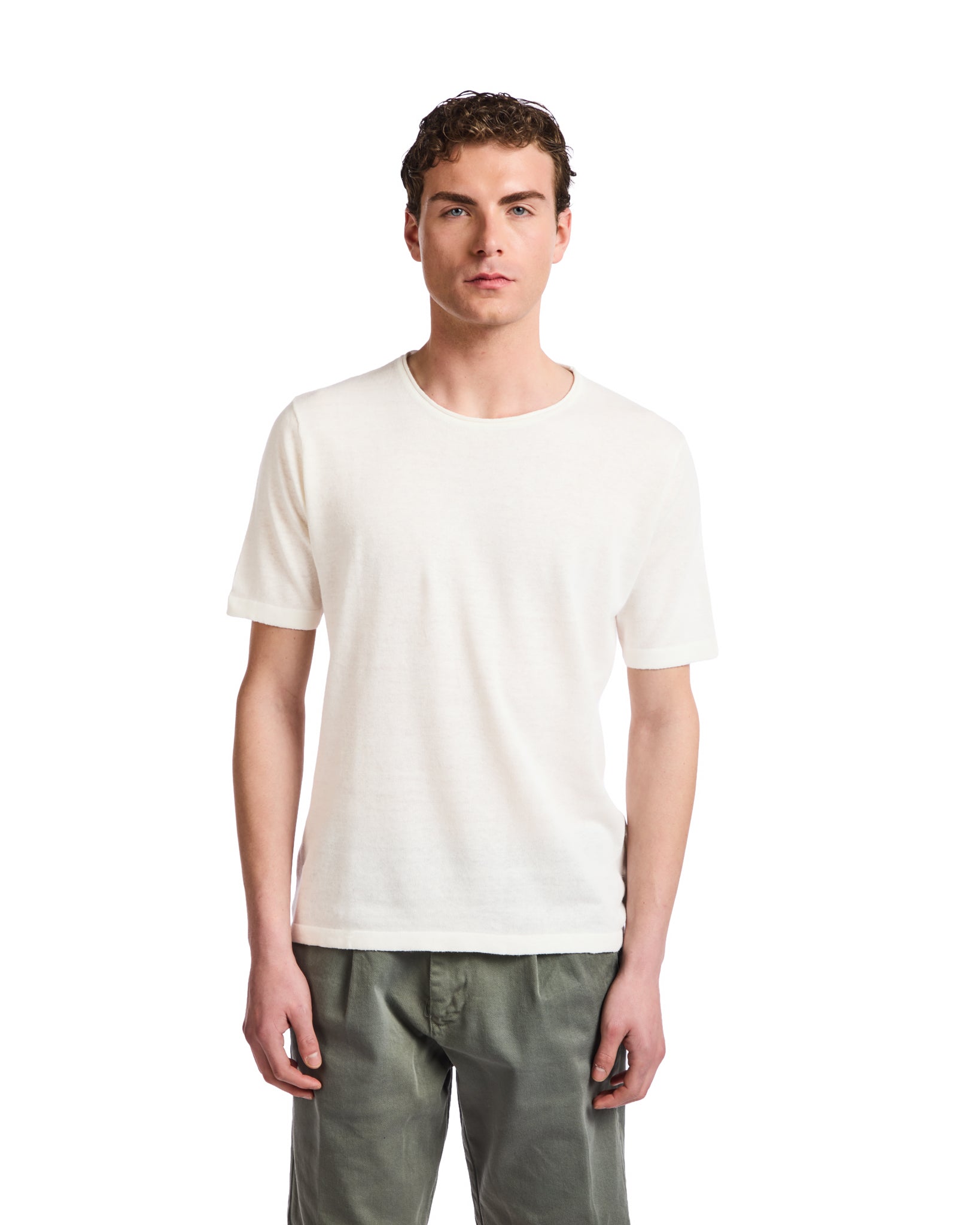 T-shirt Azur in lino e cotone panna