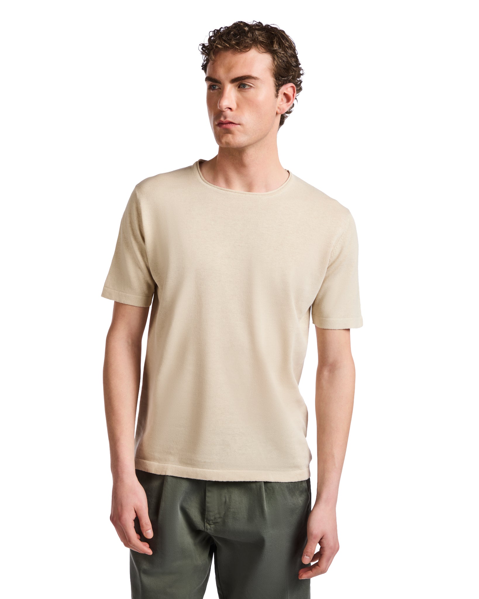 Azur T-shirt in sand linen and cotton