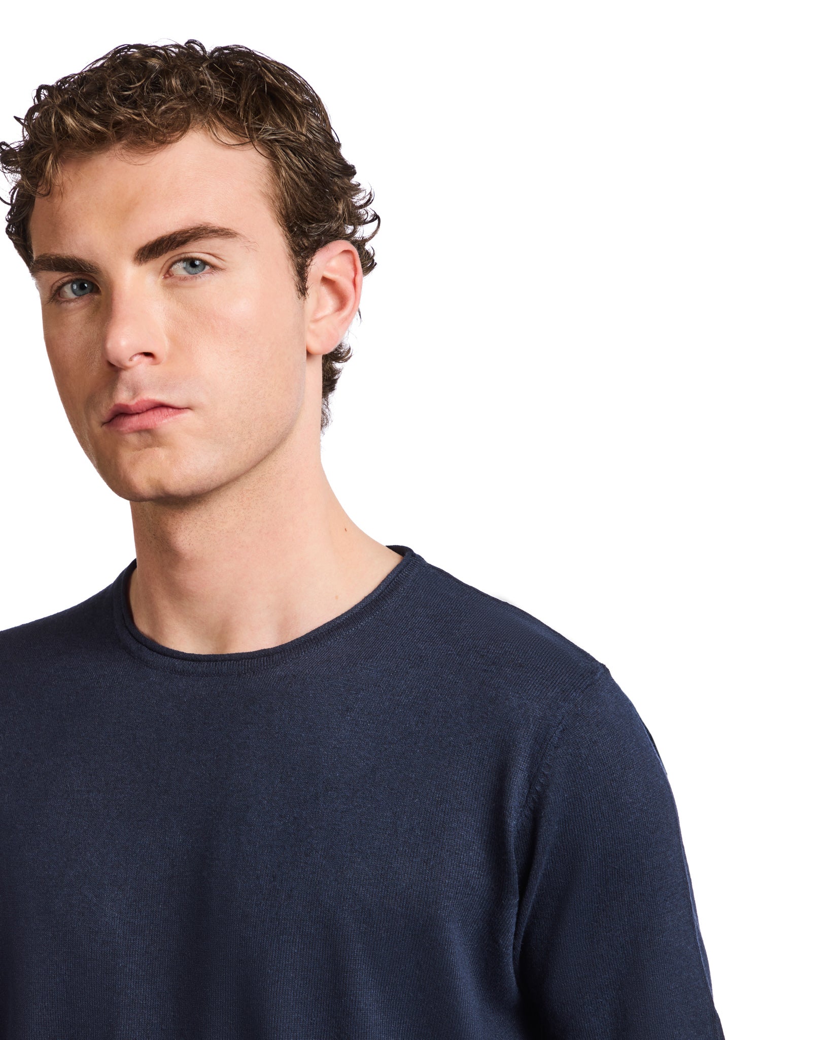 Azur T-shirt in blue linen and cotton