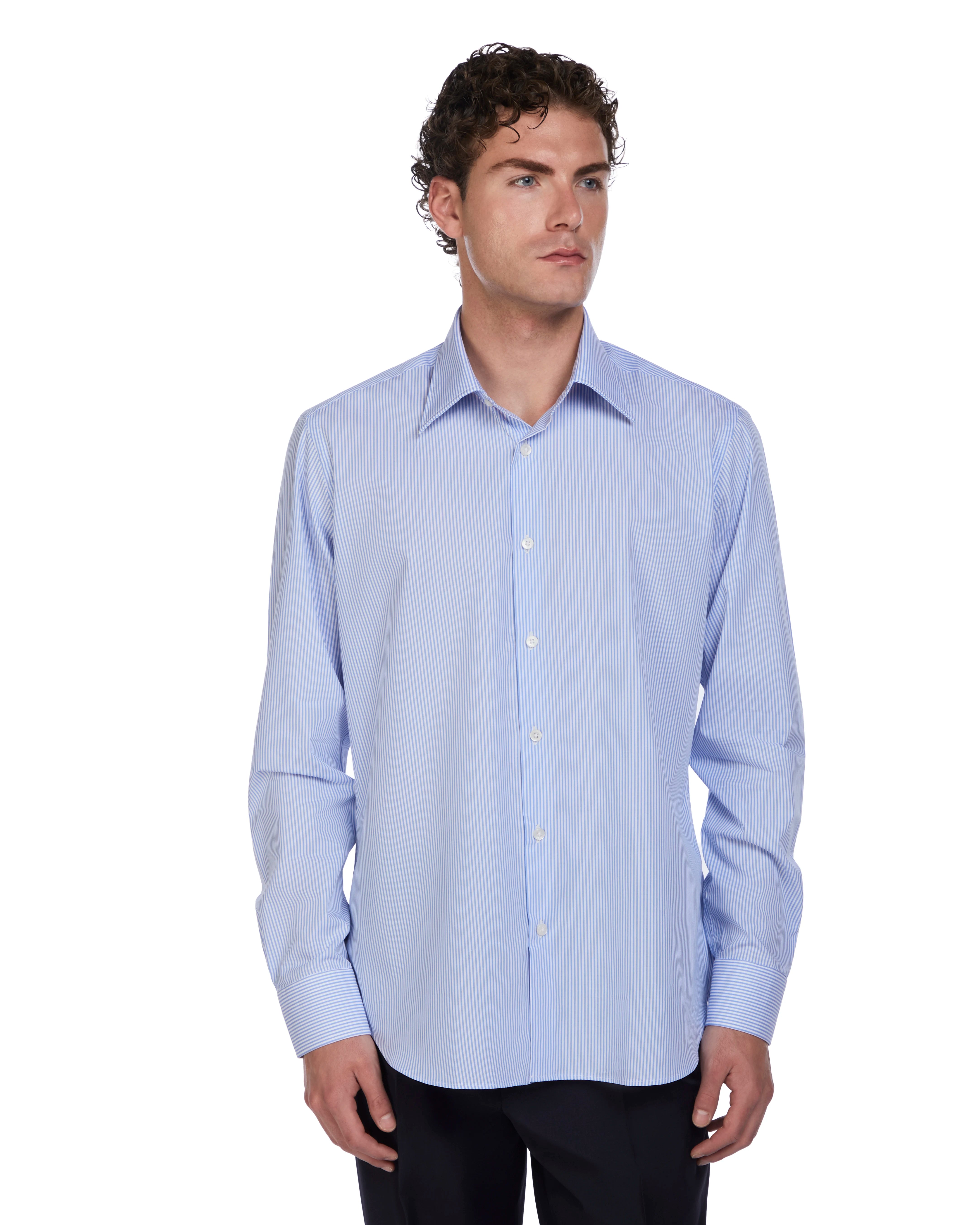 Camicia Kalt a righe azzurre in cotone