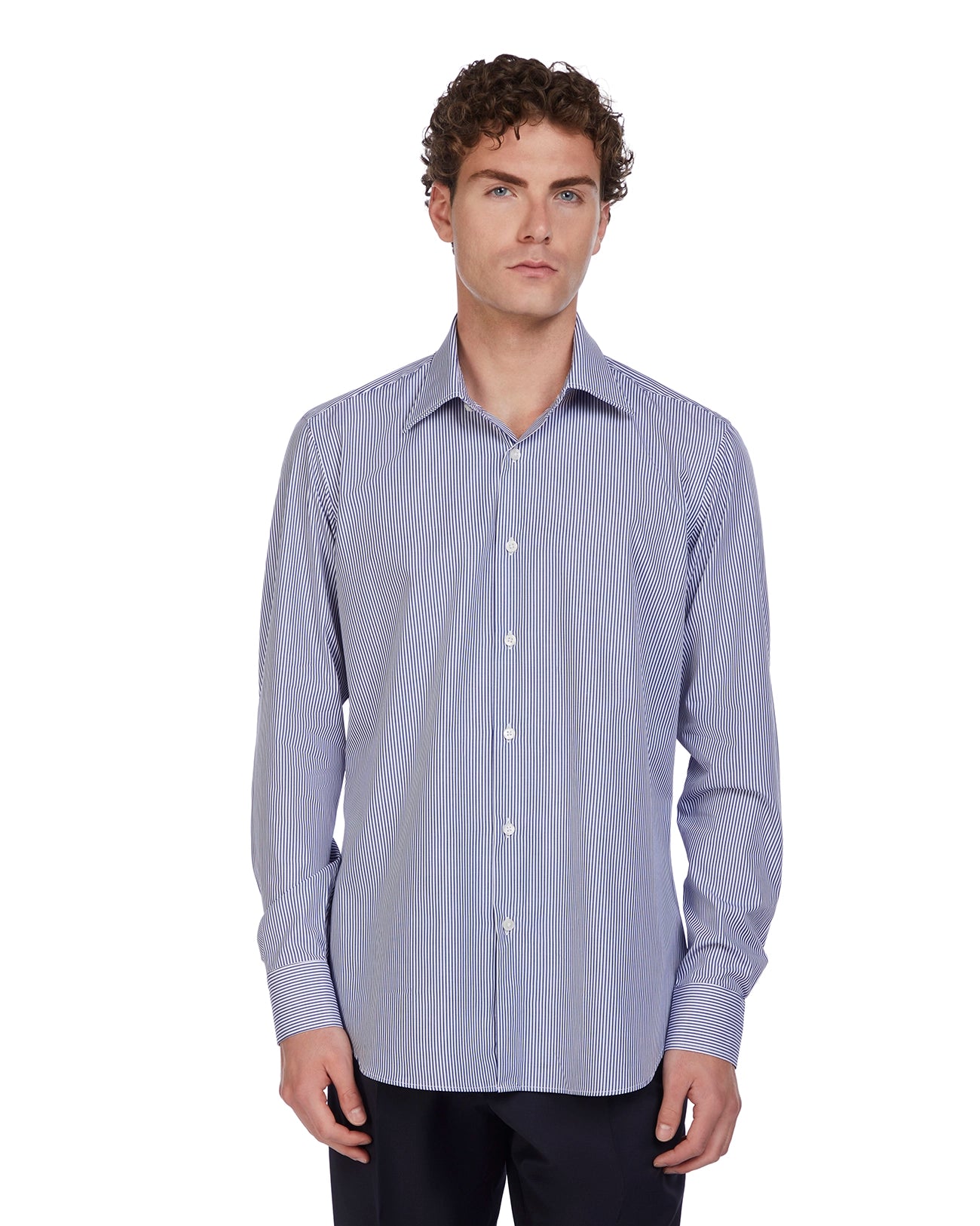 Camicia Kalt a righe blu in cotone