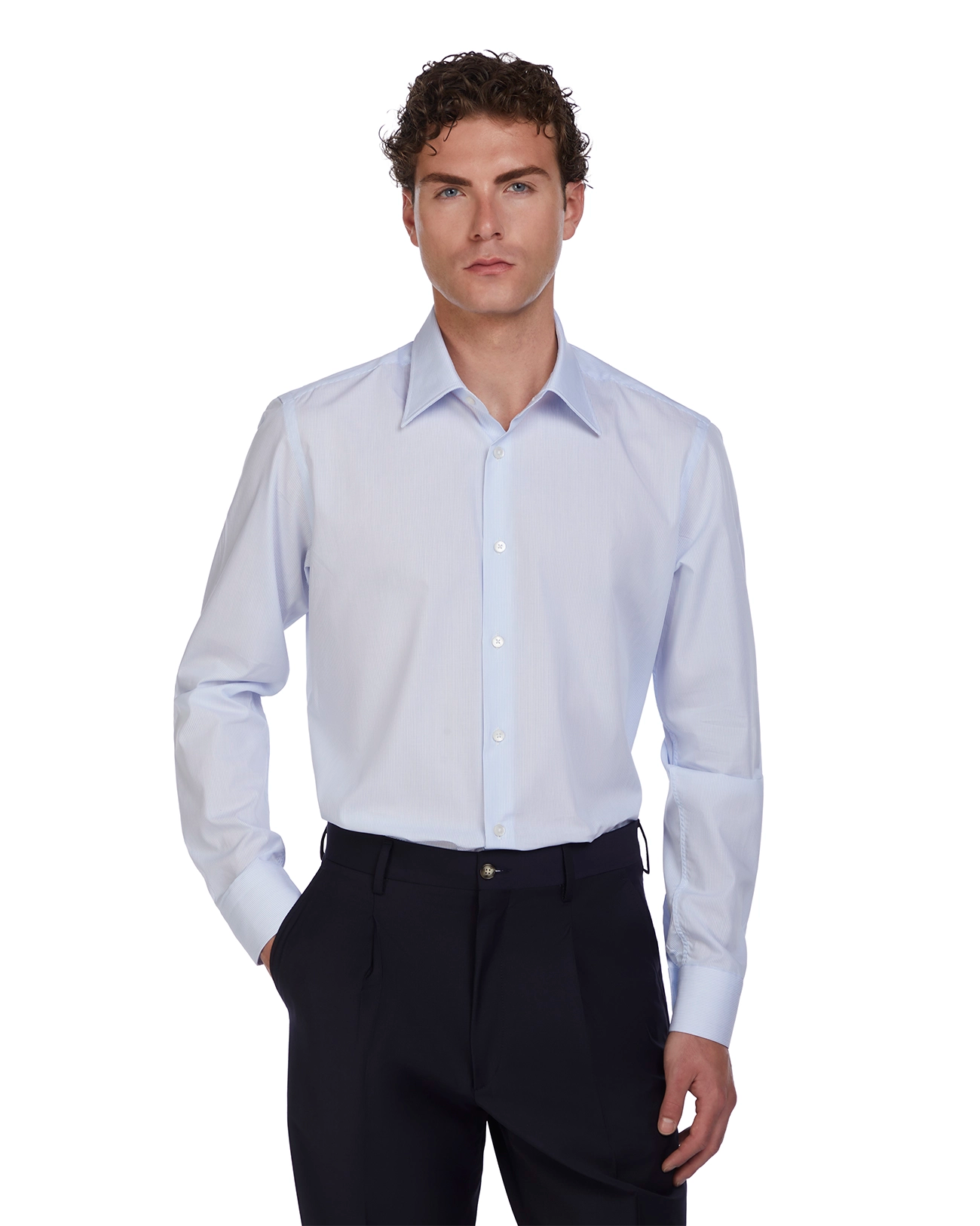 Camicia Wex a righe azzurre in cotone