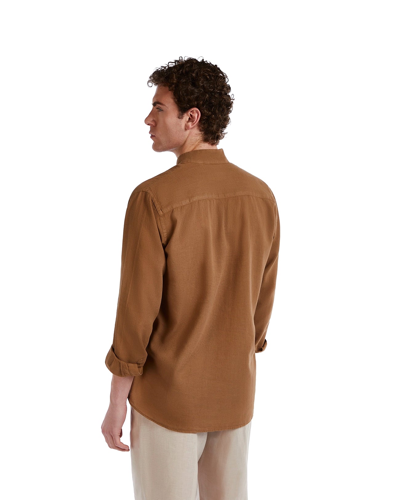 Camicia Waikiki in lino e cotone fango
