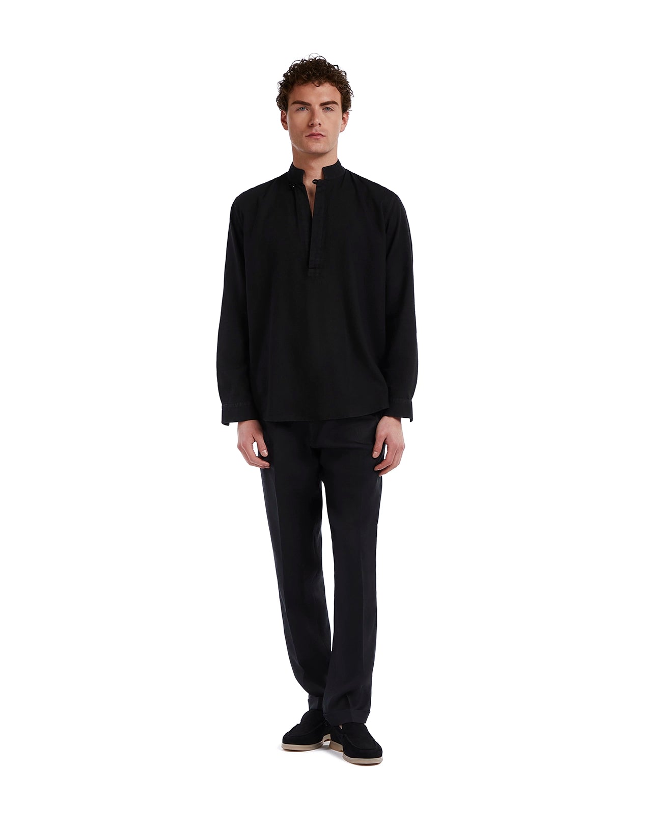 Camicia Waikiki in lino e cotone nera